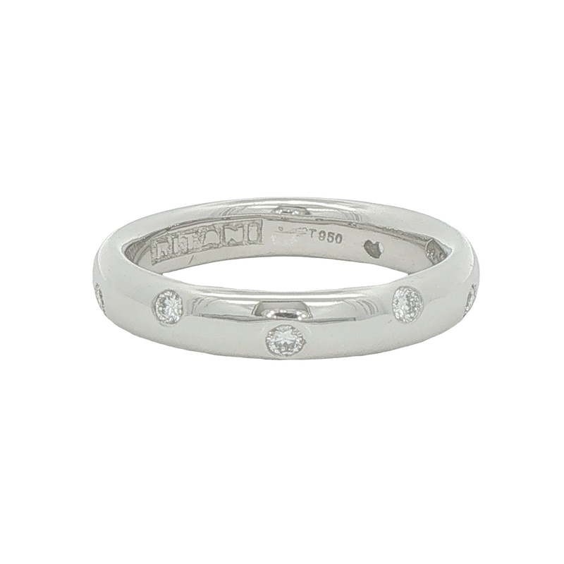 Lady's Platinum Wedding Band Scatter Set With 10 = 0.33twt Round Brilliant G Vs Diamonds