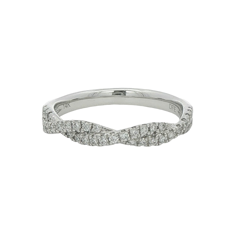 14k White Gold Twist Wedding Band