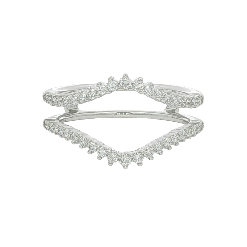 14k White Gold Guard Wedding Band
