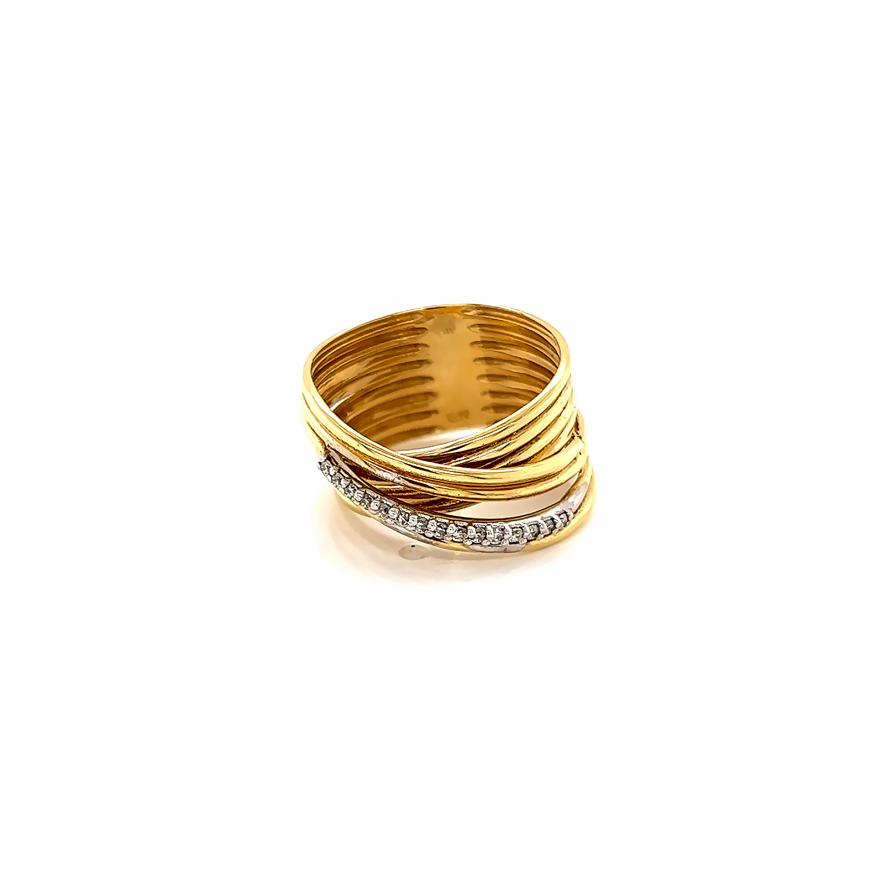 Yellow 14 Karat Contemporary Fashion Ring With 15=0.12Tw Round Brilliant G Vs Diamonds
