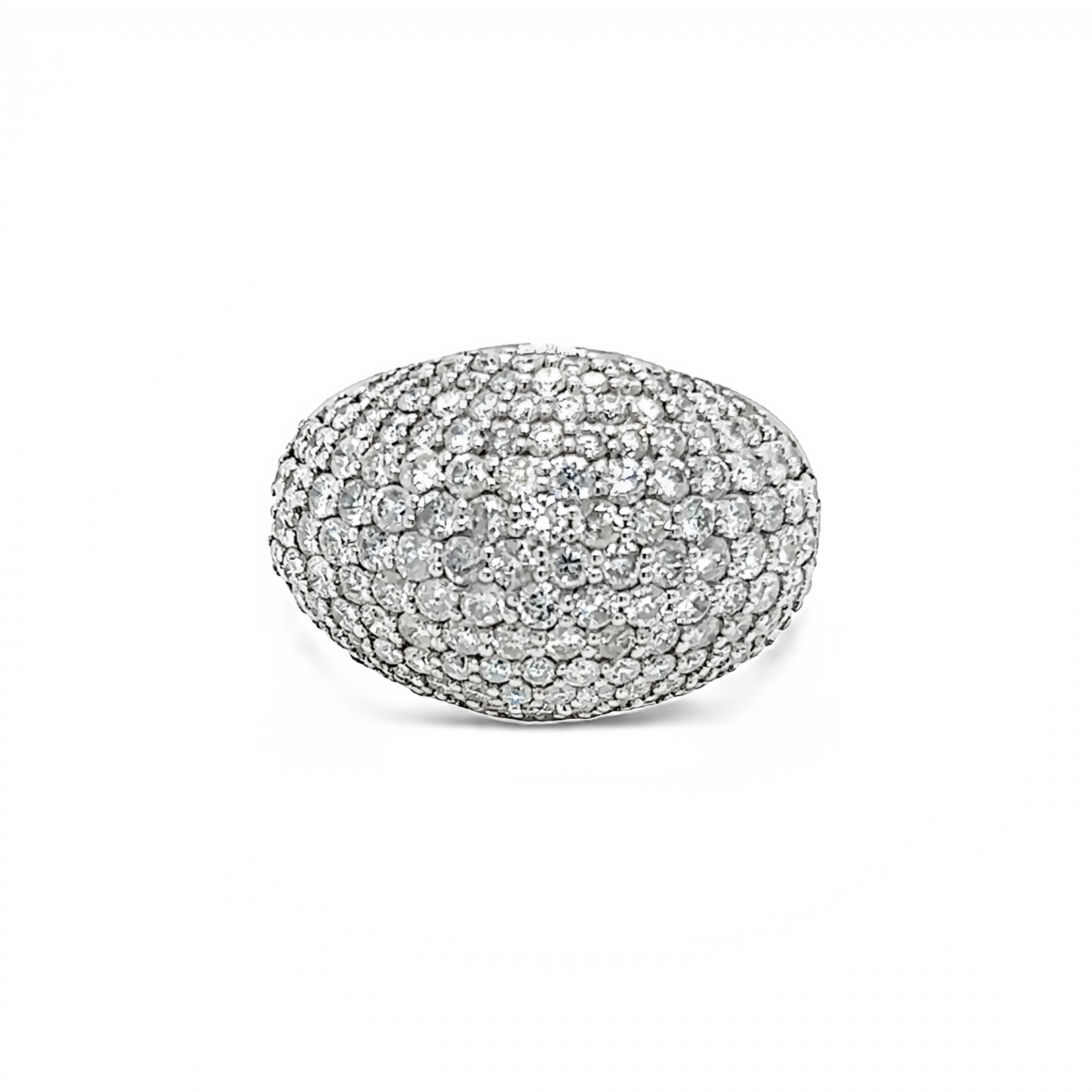 White 14 Karat Cluster Fashion Ring With 162=3.00Tw Round Brilliant G I Diamonds