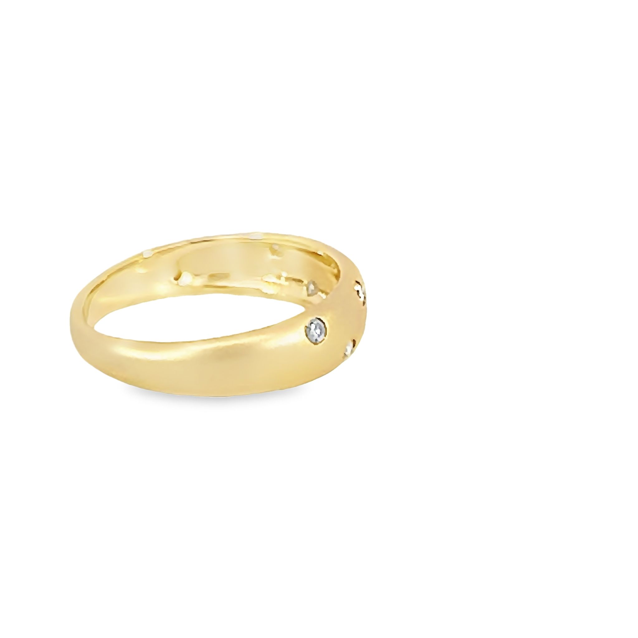 14k Yellow Gold Matte Ring With Diamonds