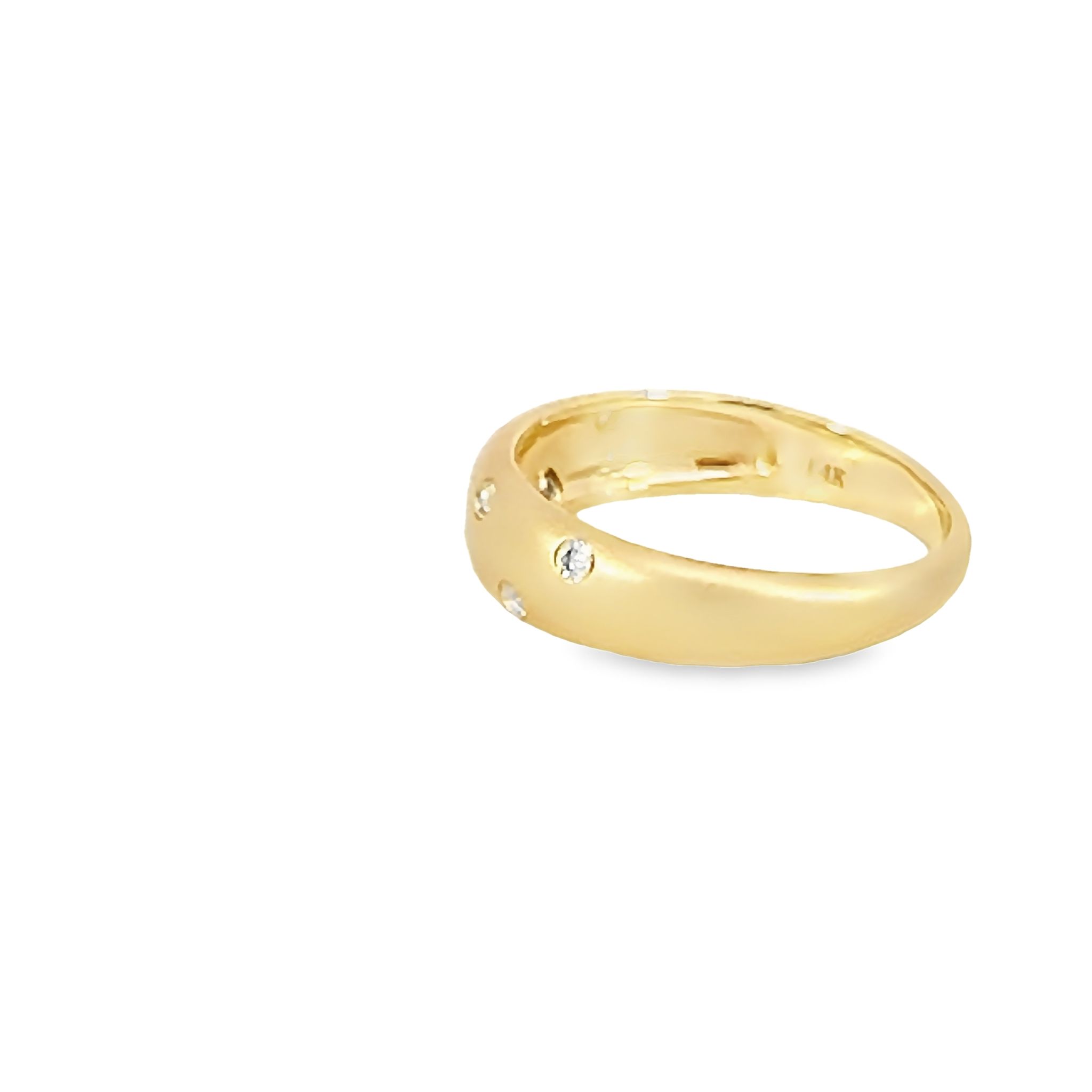 14k Yellow Gold Matte Ring With Diamonds