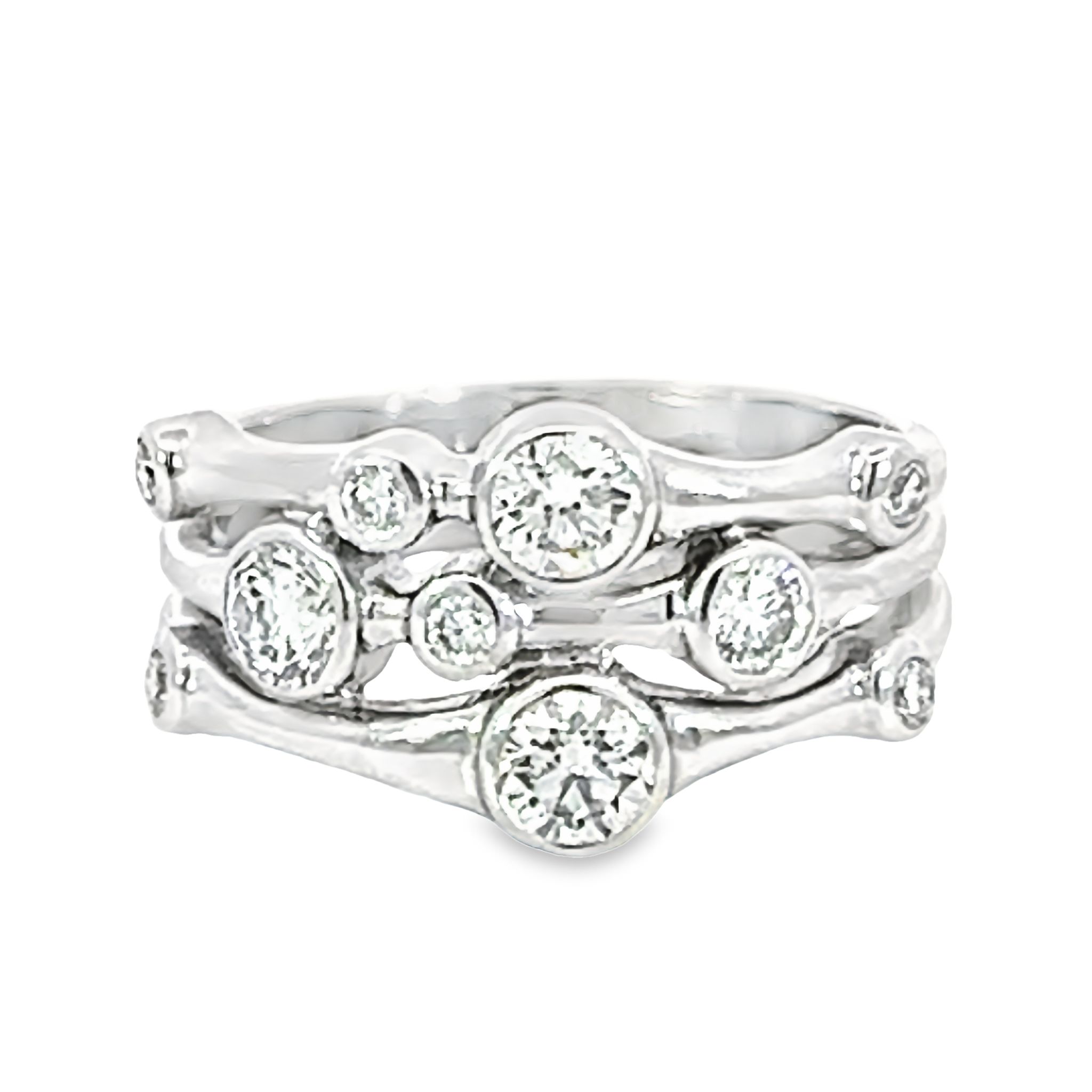 White 14 Karat Ring With 10=1.01 total weight Round Brilliant G VS Diamonds