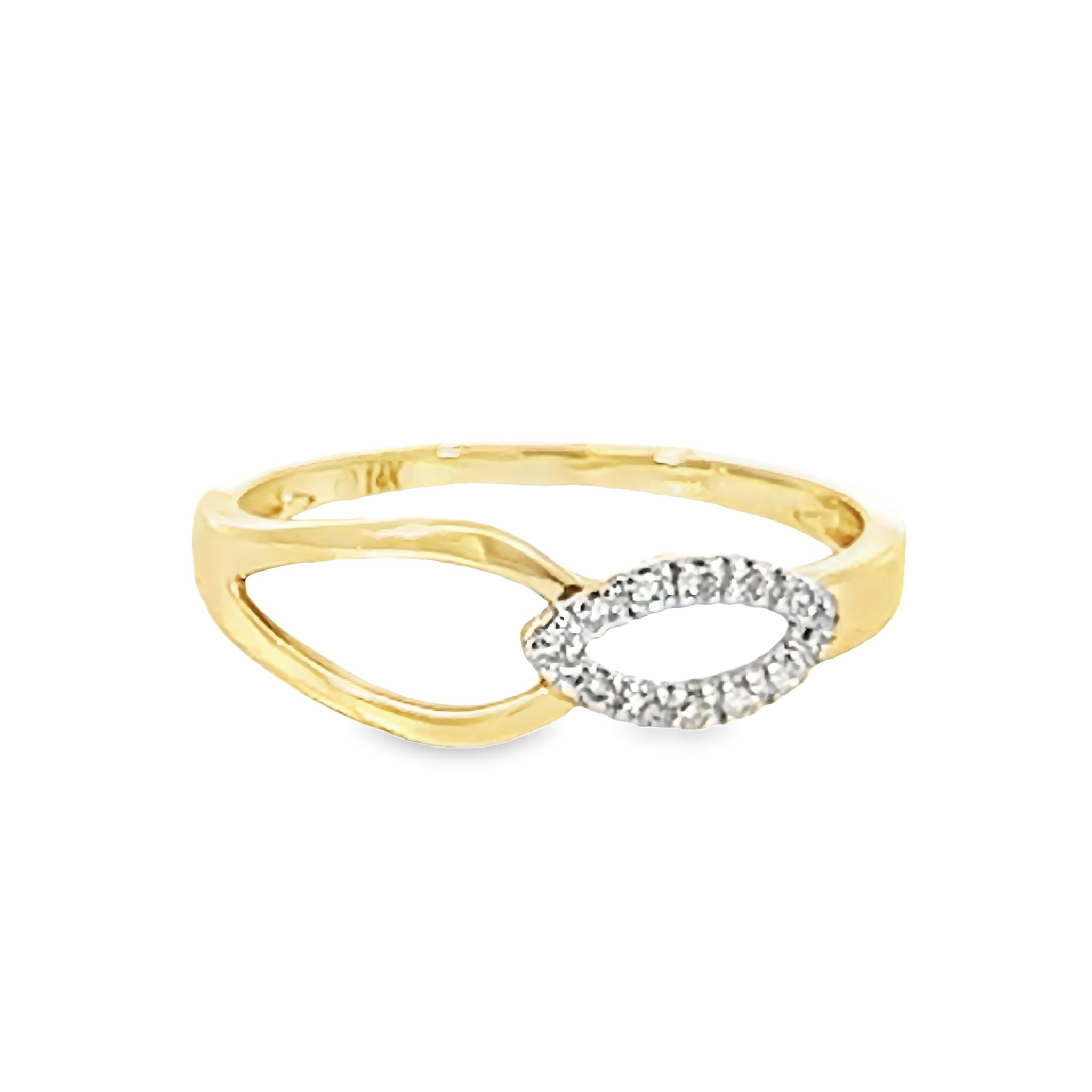 14 Karat yellow gold fashion ring with 12=.05 total weight single cut G SI Diamonds