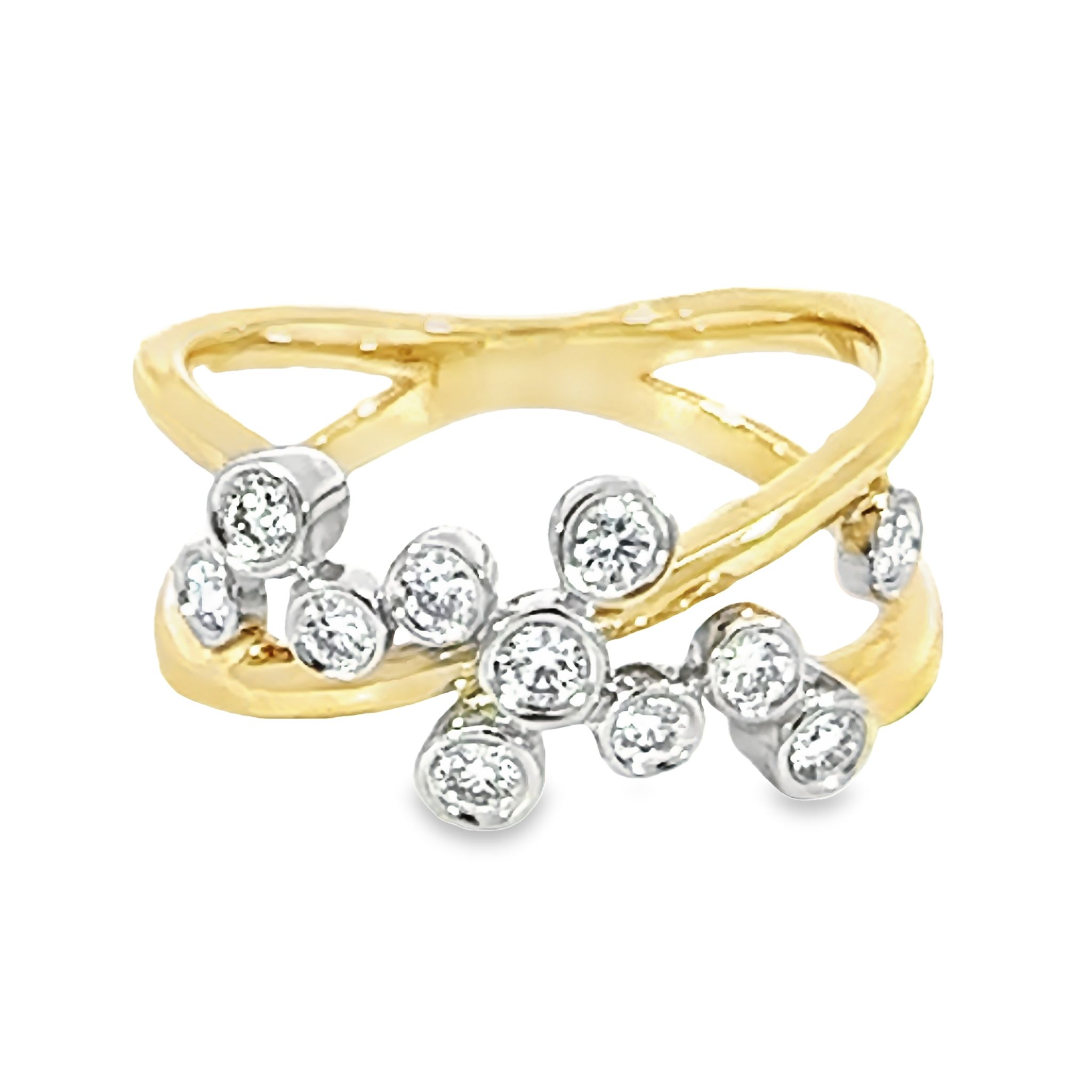 14k Yellow And White Gold Diamond Fashion Ring