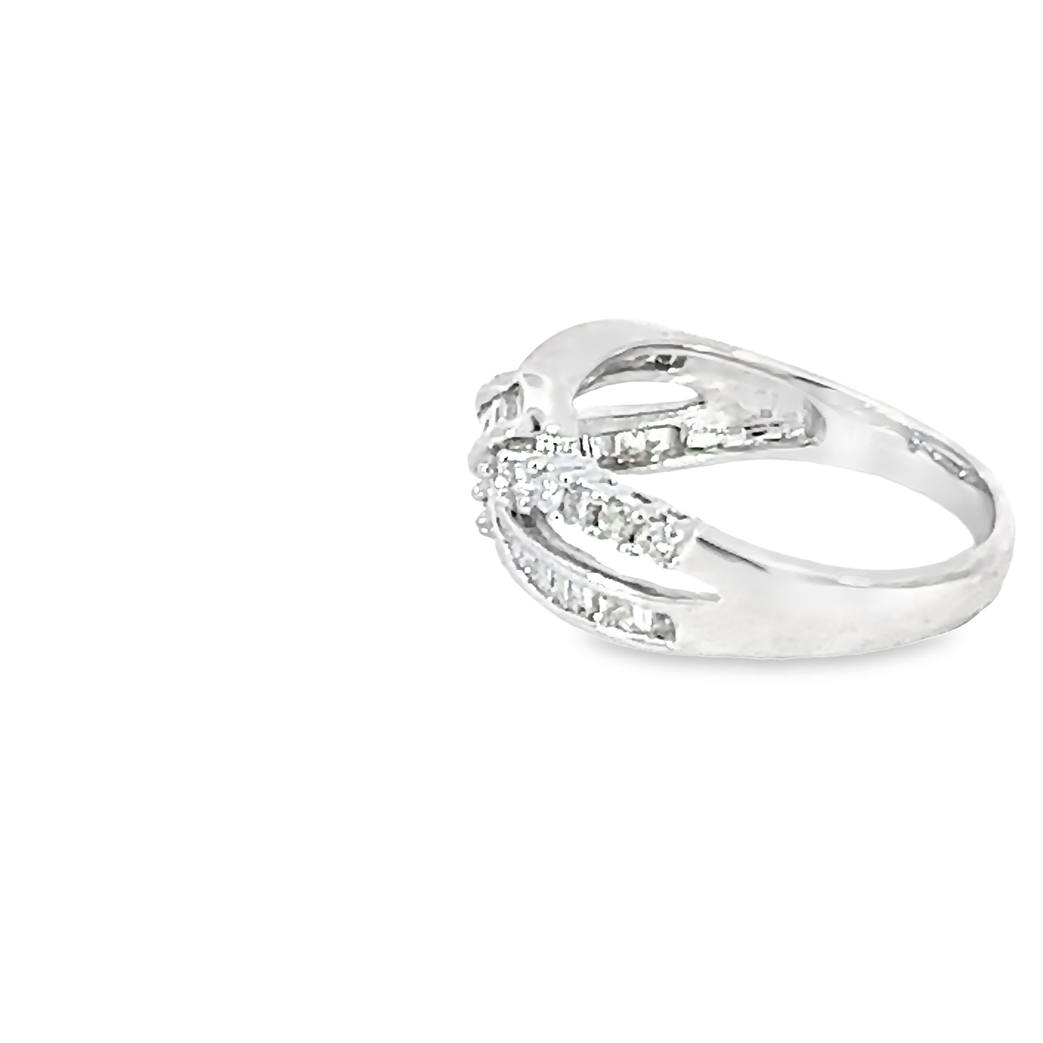 14k White Gold Freeform Diamond Ring