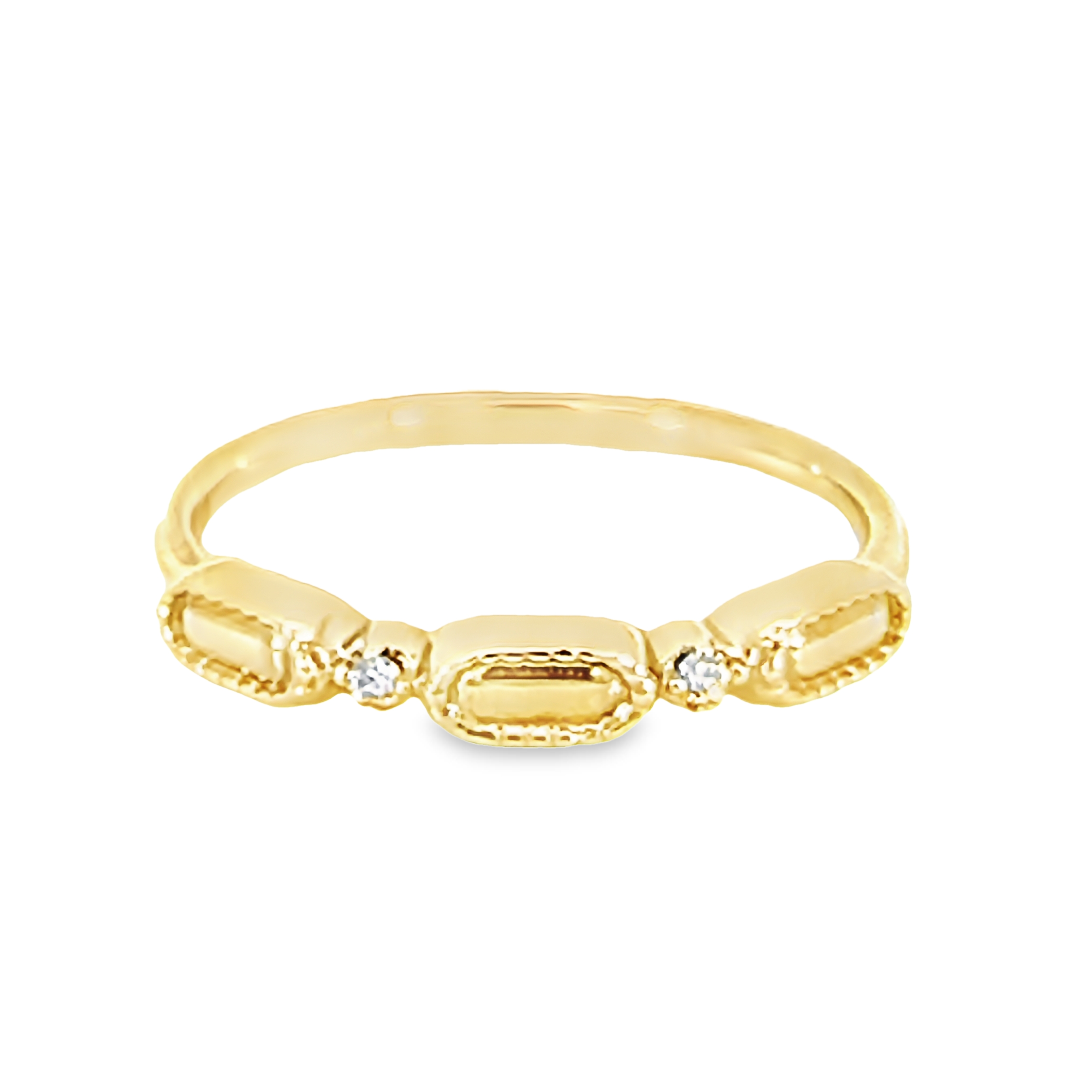14k Yellow Gold Geometric Diamond Ring