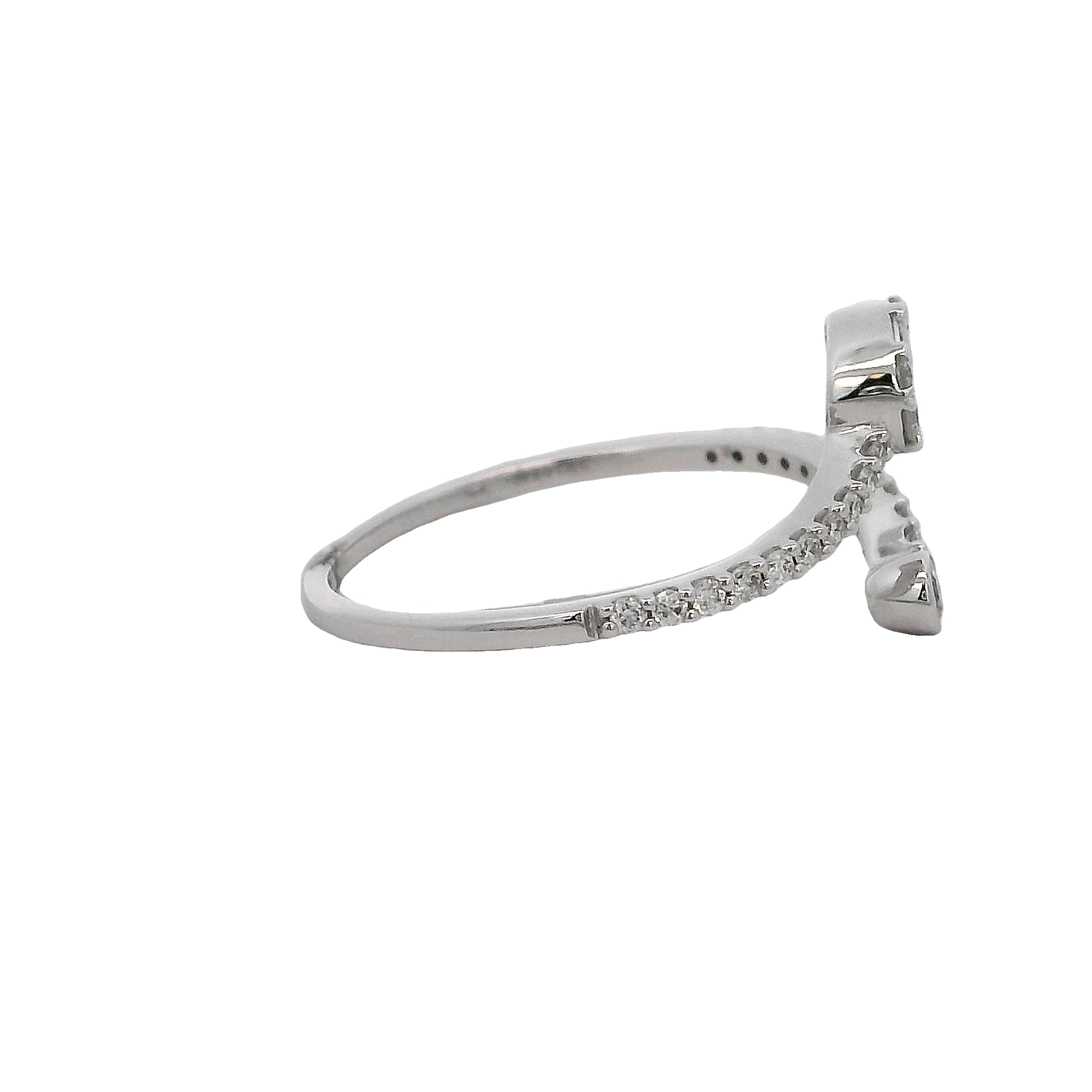 14k White Gold Diamond Bypass Ring