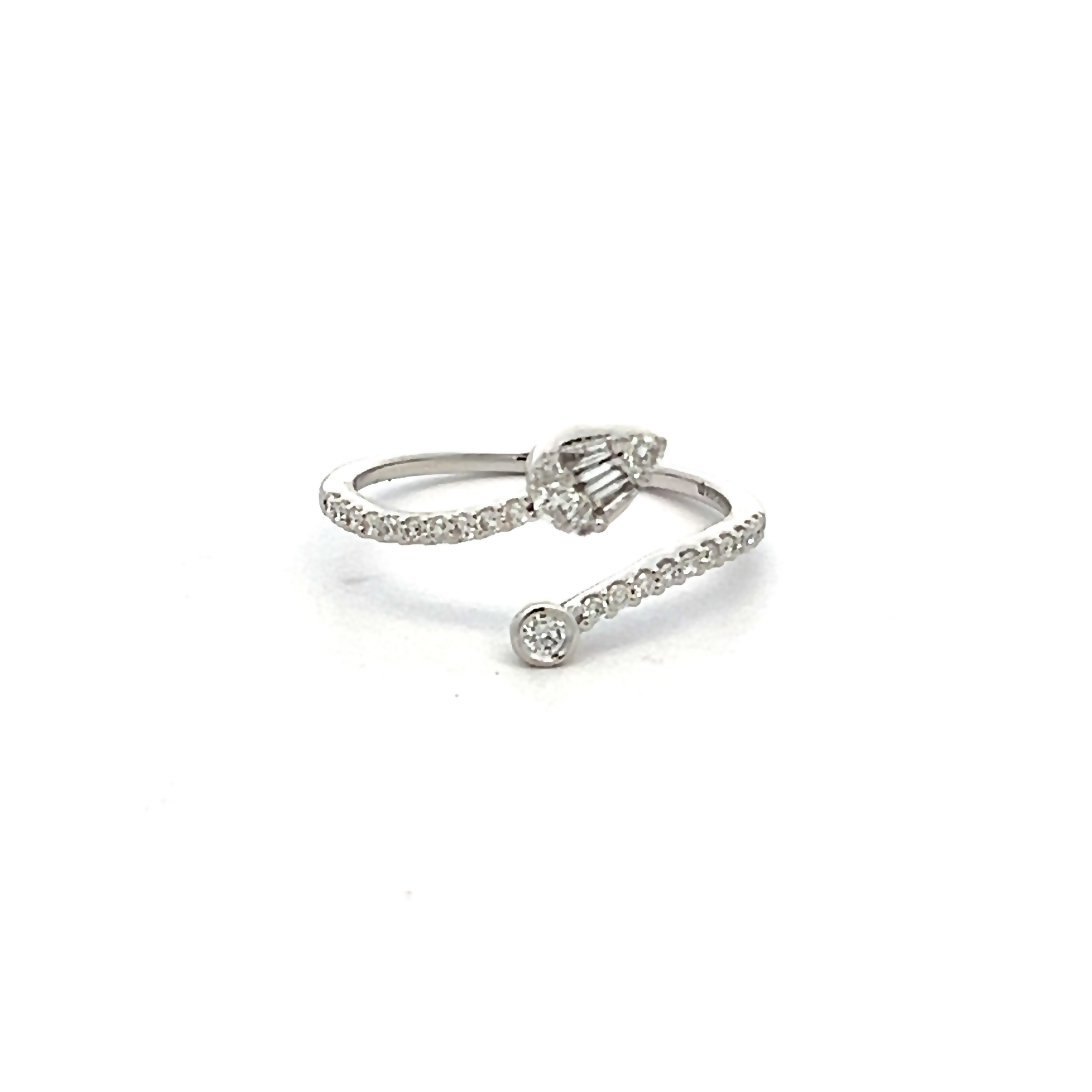 14k White Gold Diamond Bypass Ring