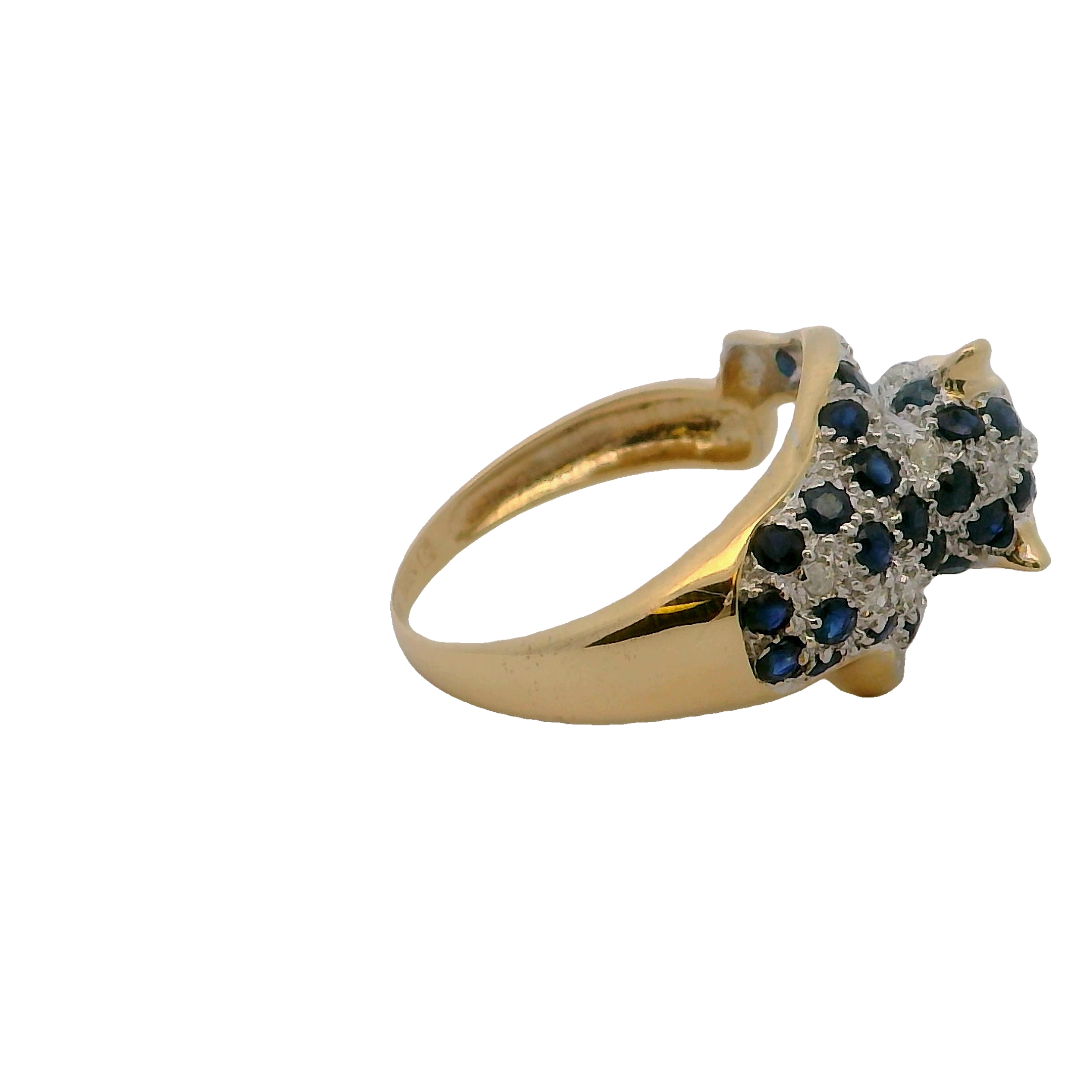 14k Yellow Gold Diamond And Sapphire Panther Ring