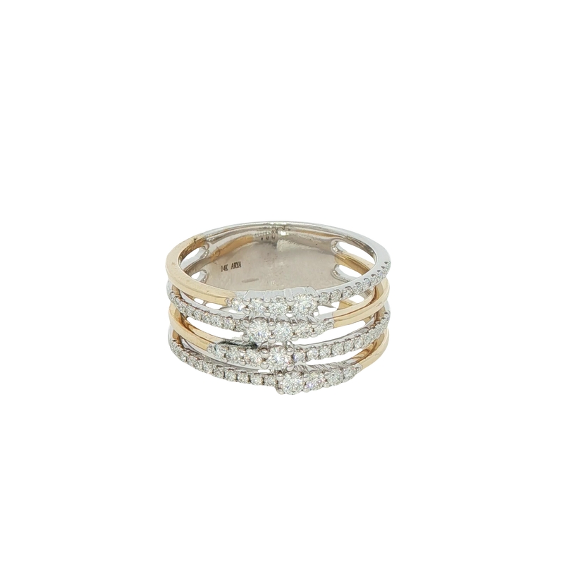 14k Two-toned White And Yellow Gold Diamond Stacking Ring