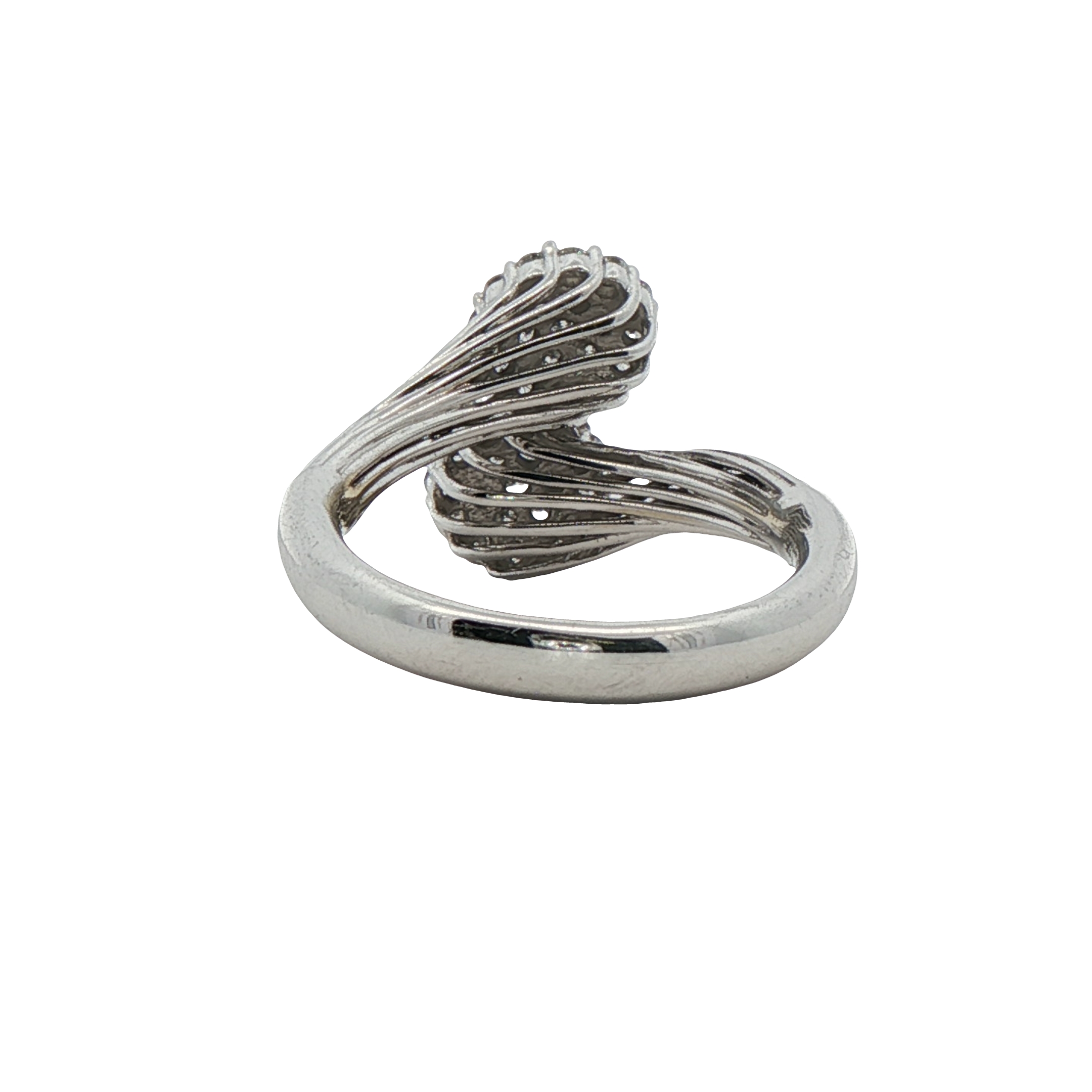 14k White Gold Diamond Bypass Fashion Ring