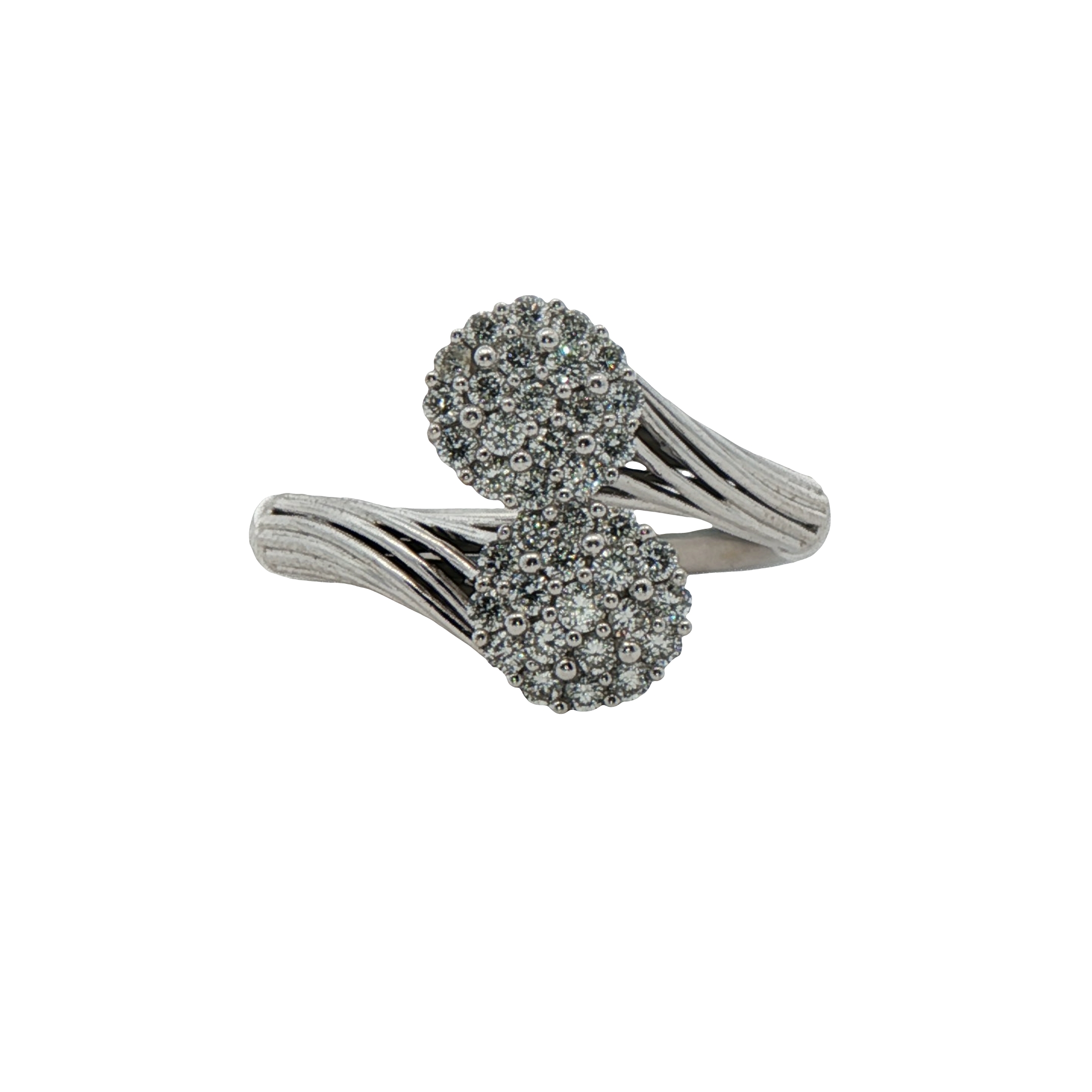 14k White Gold Diamond Bypass Fashion Ring