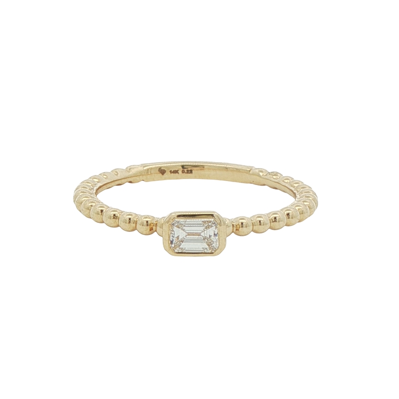 14k Yellow Gold And Emerald Cut Diamond Ring