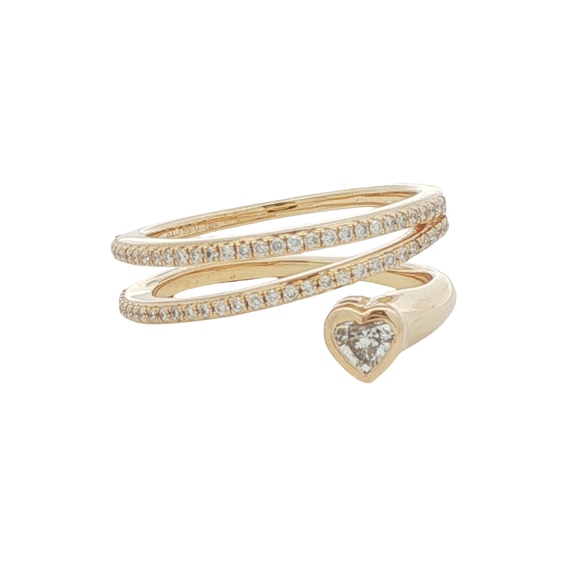 14k Yellow Gold Heart Diamond Wrap Ring