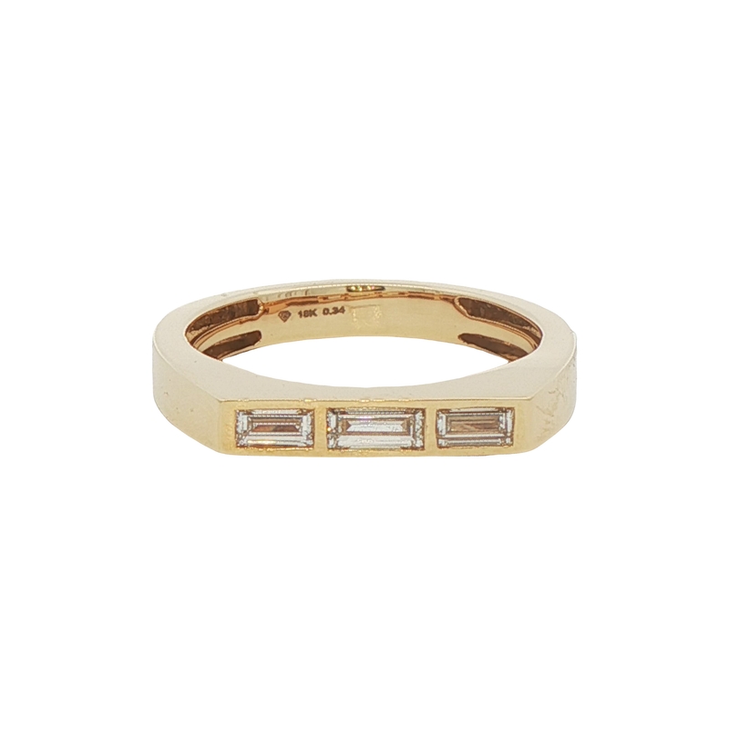 18k Yellow Gold Baguette Diamond Ring