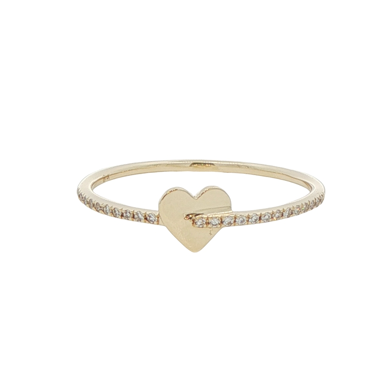 14k Yellow Gold Diamond Heart Ring