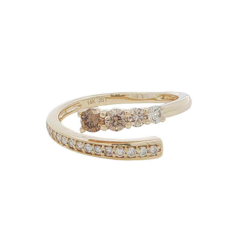 14k Yellow Gold Desert Diamond Bypass Ring