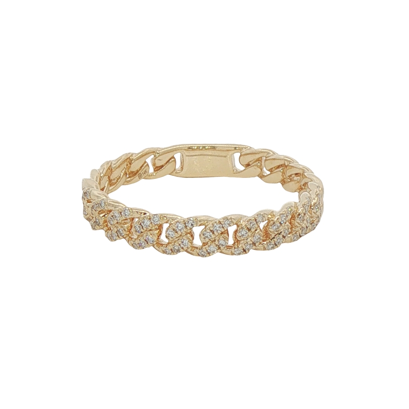14k Yellow Gold And Diamond Open Link Ring