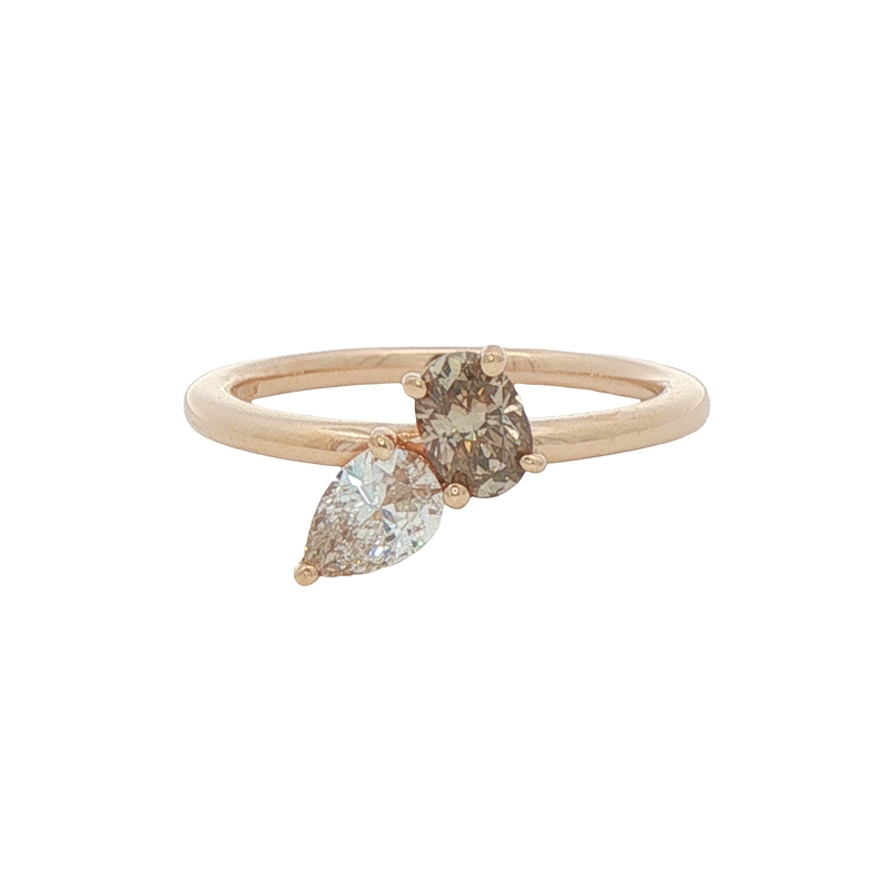 14k Rose Gold Toi Et Moi Fashion Ring