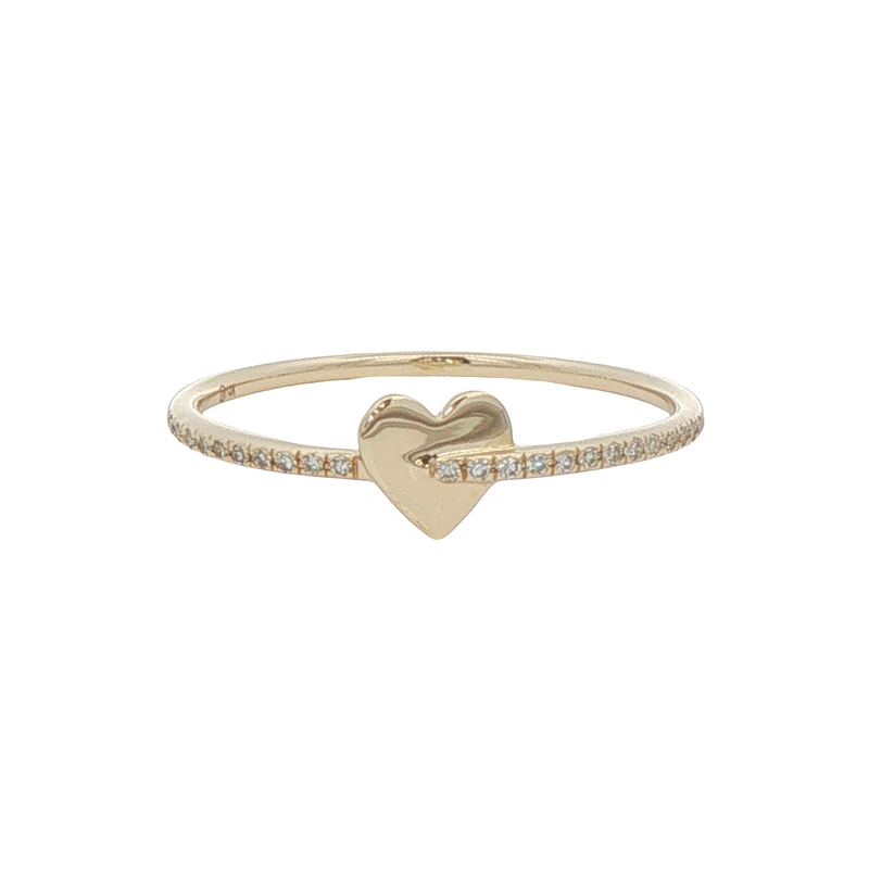 14k Yellow Gold Diamond Heart Ring