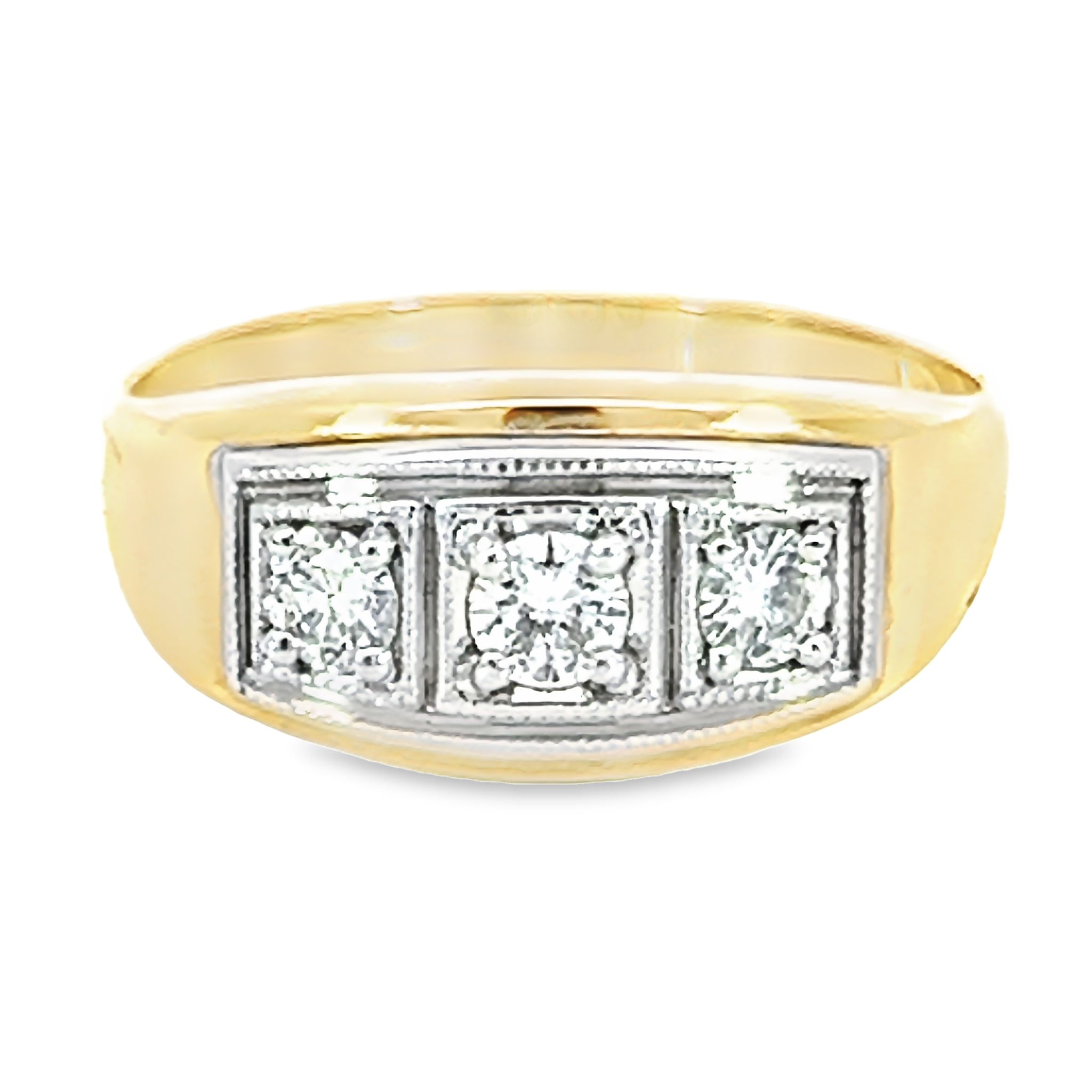 14k Yellow Gold Diamond Men's Ring