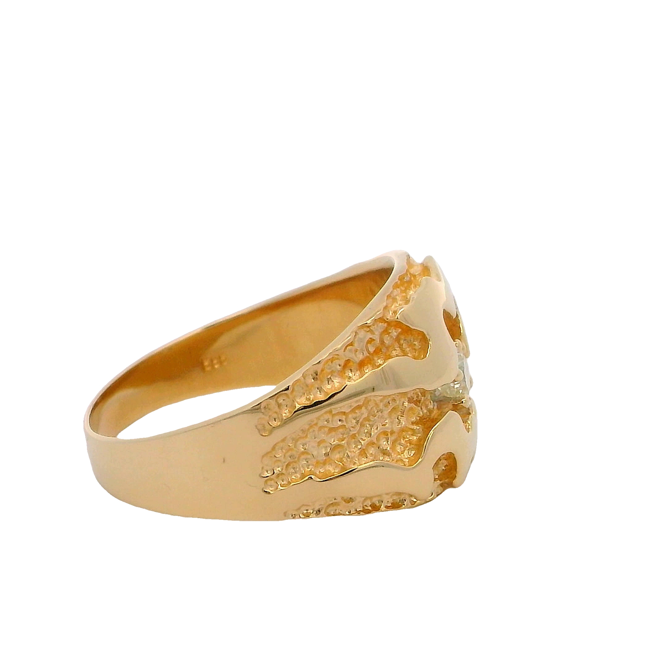 14k Yellow Gold Diamond Free Form Ring