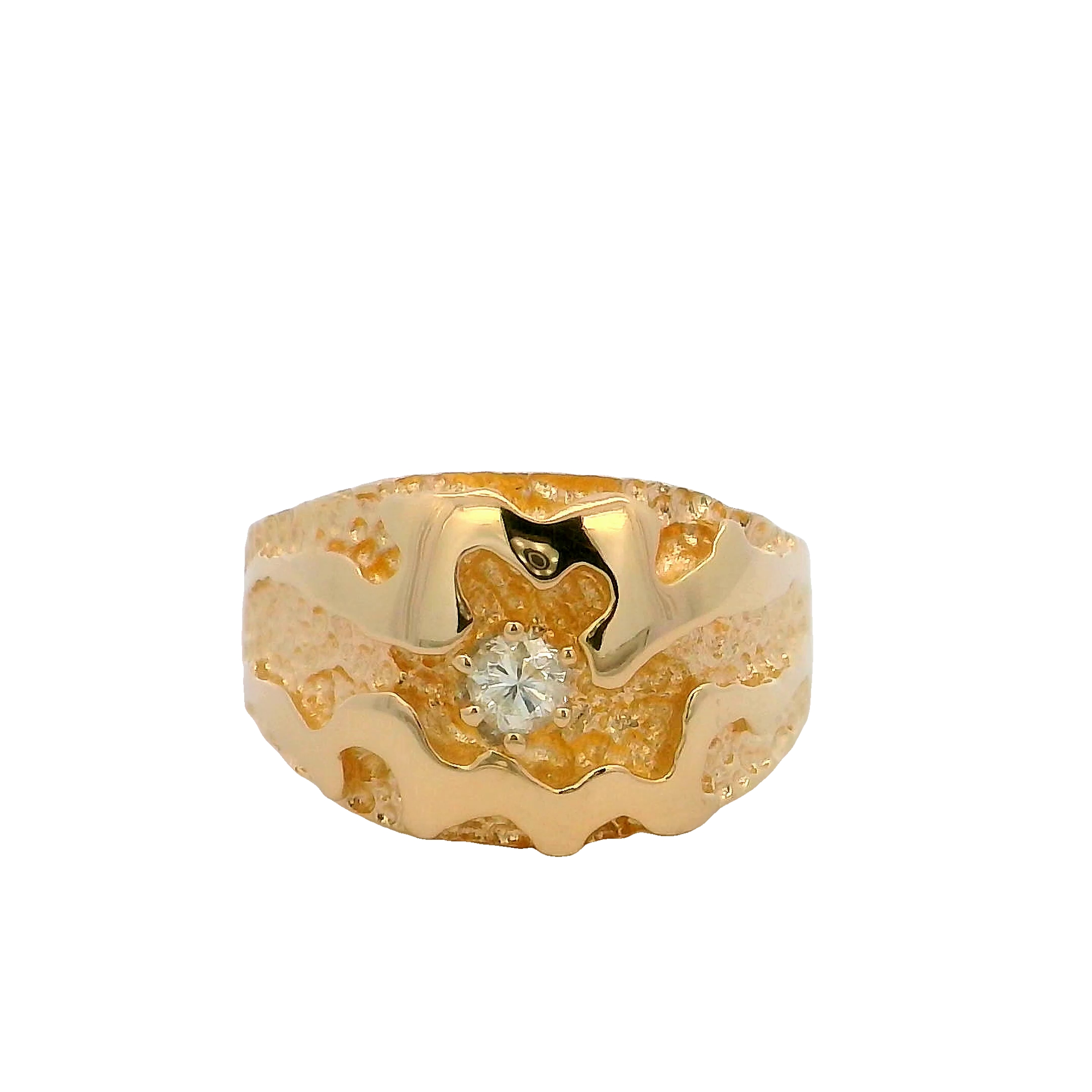 14k Yellow Gold Diamond Free Form Ring
