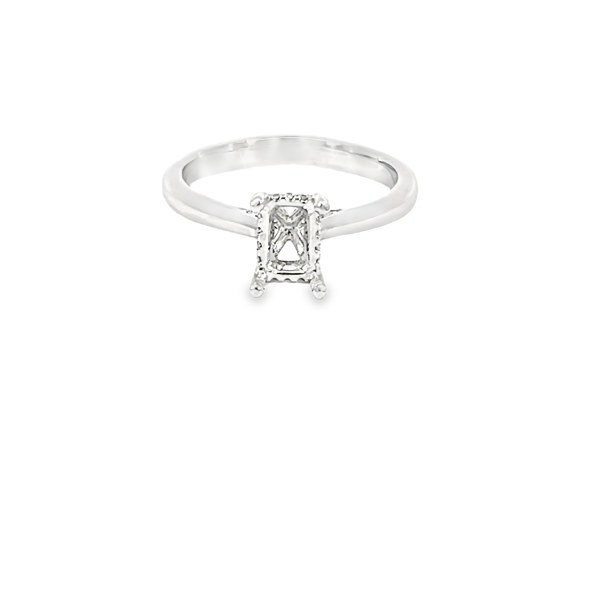 14k White Gold Cathedral Diamond Semi-mount With Hidden Halo