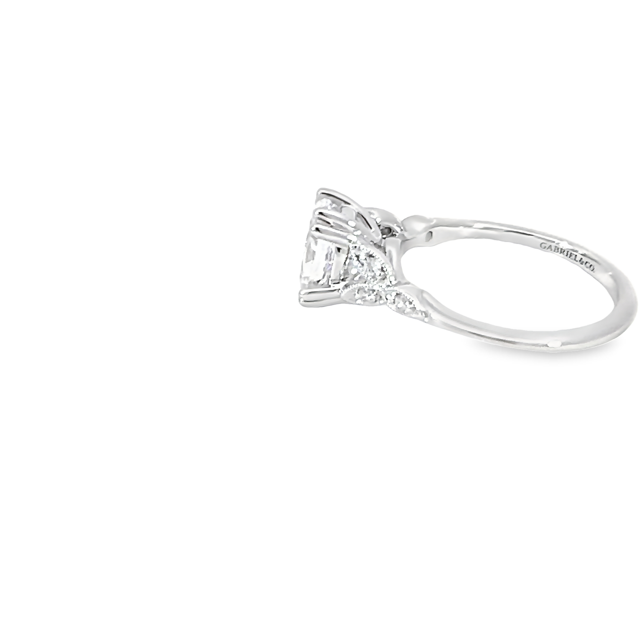 14k White Gold Vintage Floral Diamond Semi-mount