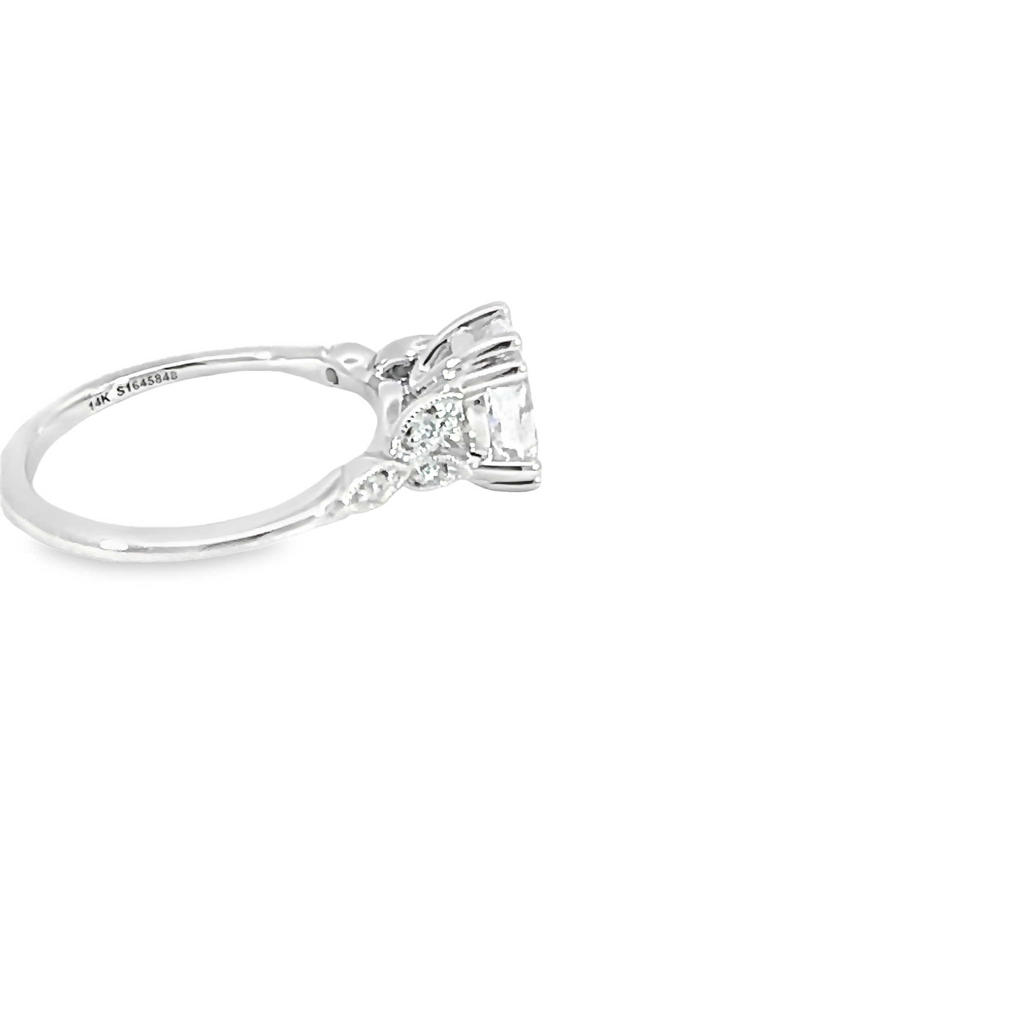 14k White Gold Vintage Floral Diamond Semi-mount