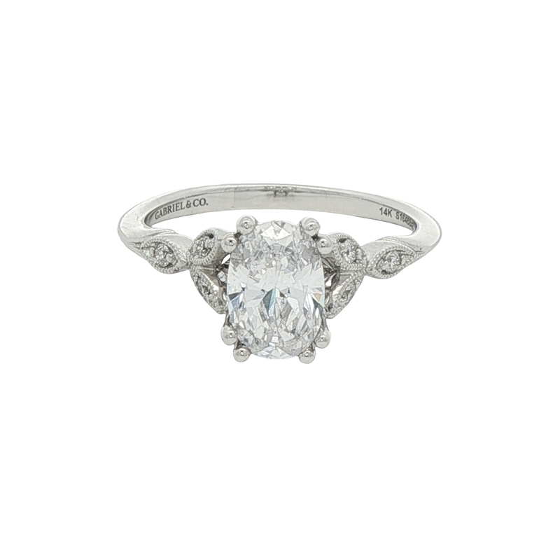 14k White Gold Vintage Floral Diamond Semi-mount