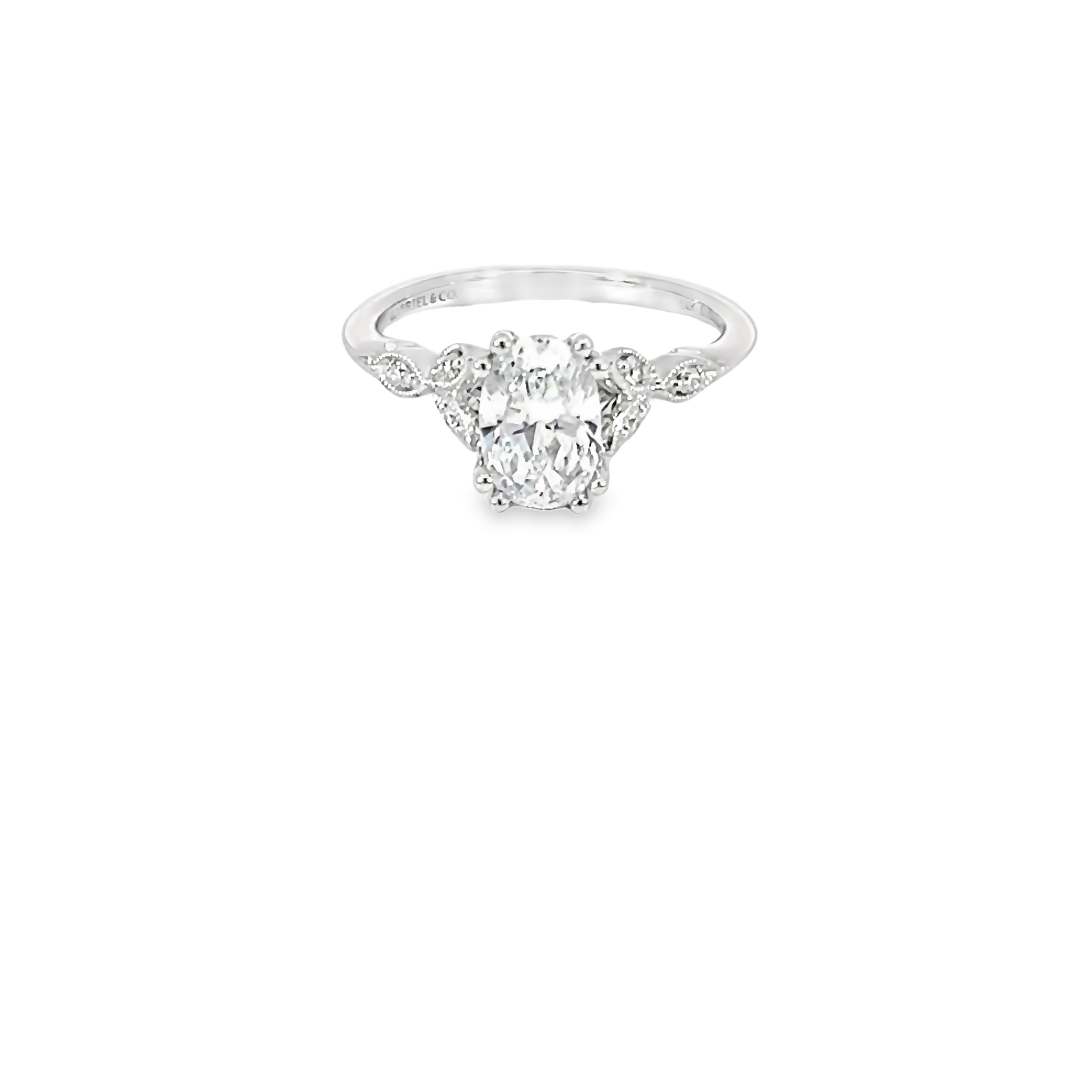 14k White Gold Vintage Floral Diamond Semi-mount