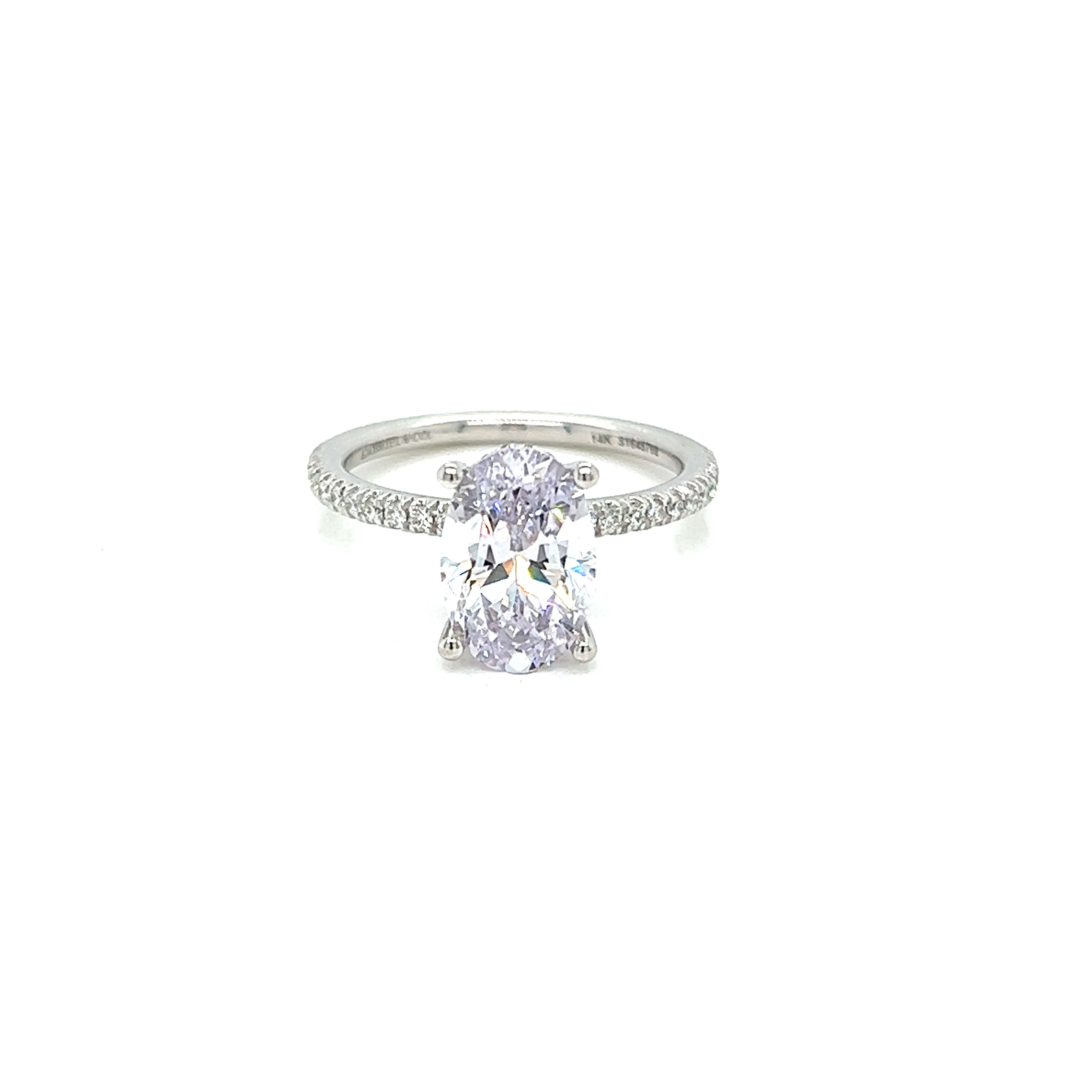 14 karat white gold  semi mount ring Size 6.5 with 62=0.34 total weight round brilliant G VS Diamonds
