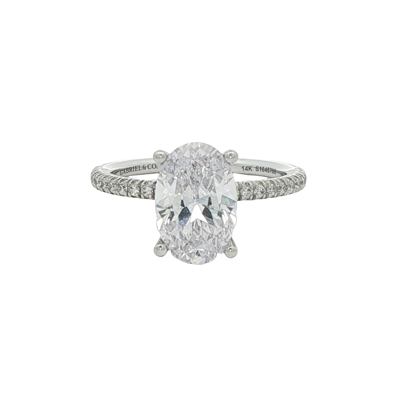 14k White Gold Pave Engagement Ring Setting