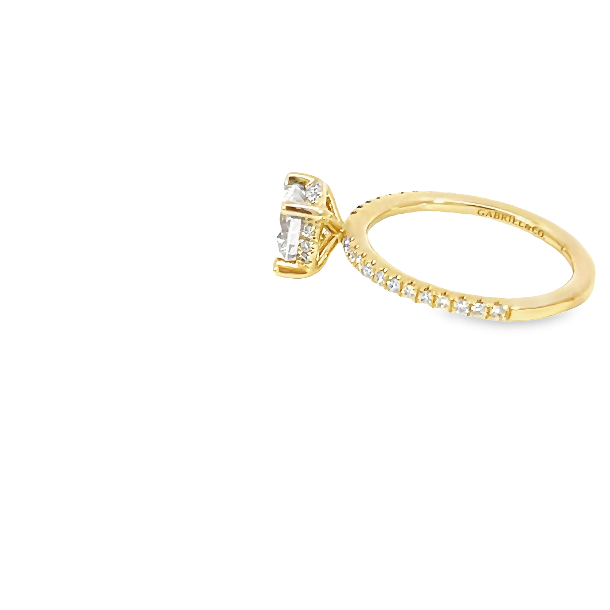 14k Yellow Gold Diamond Semi-mount With Low Halo