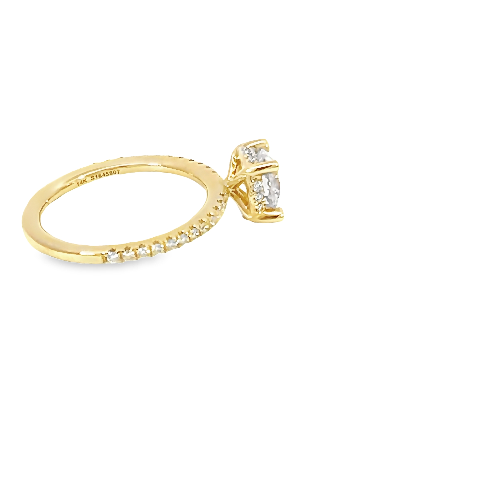 14k Yellow Gold Diamond Semi-mount With Low Halo