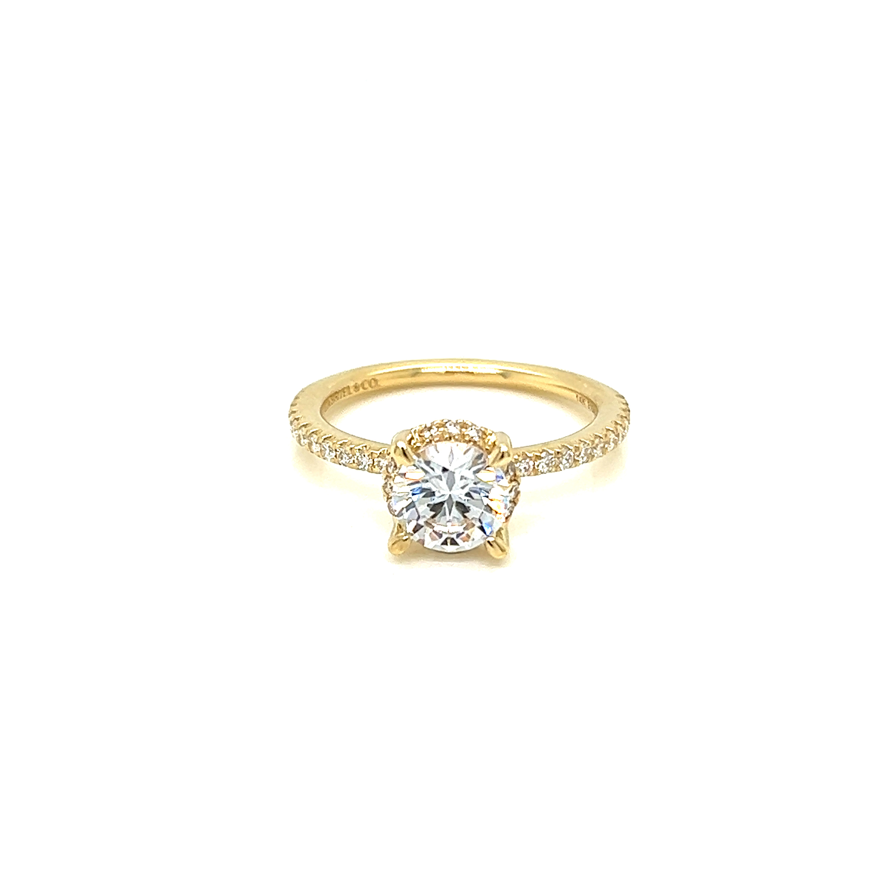 14k Yellow Gold Diamond Semi-mount With Low Halo