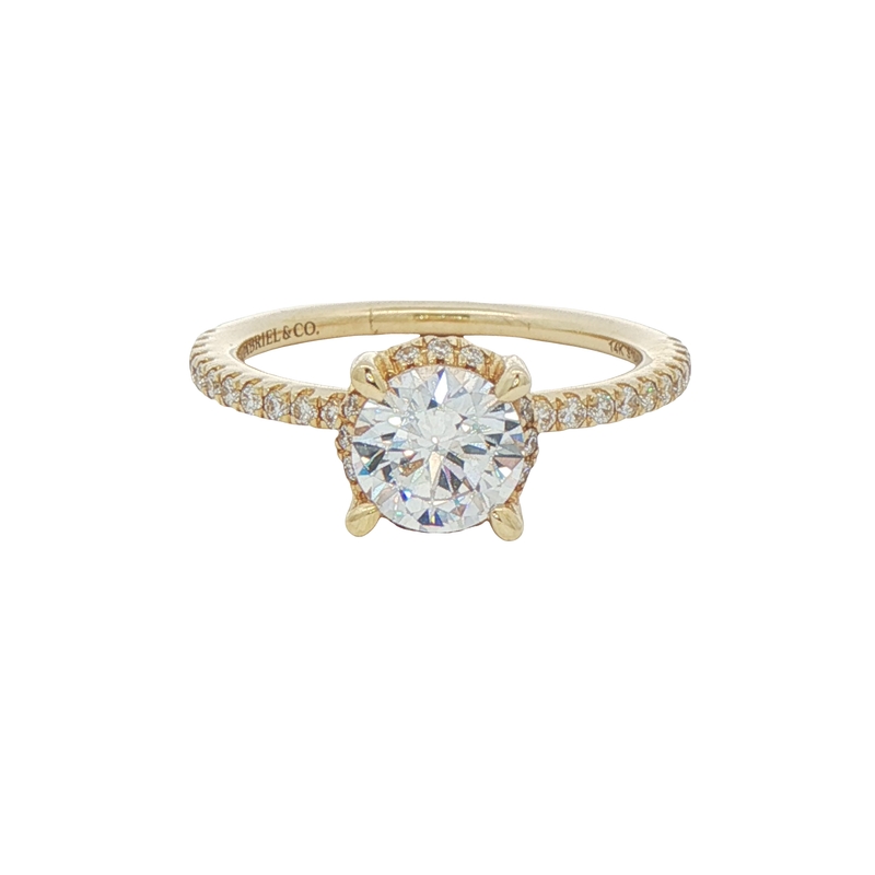 14k Yellow Gold Hidden Halo Engagement Ring
