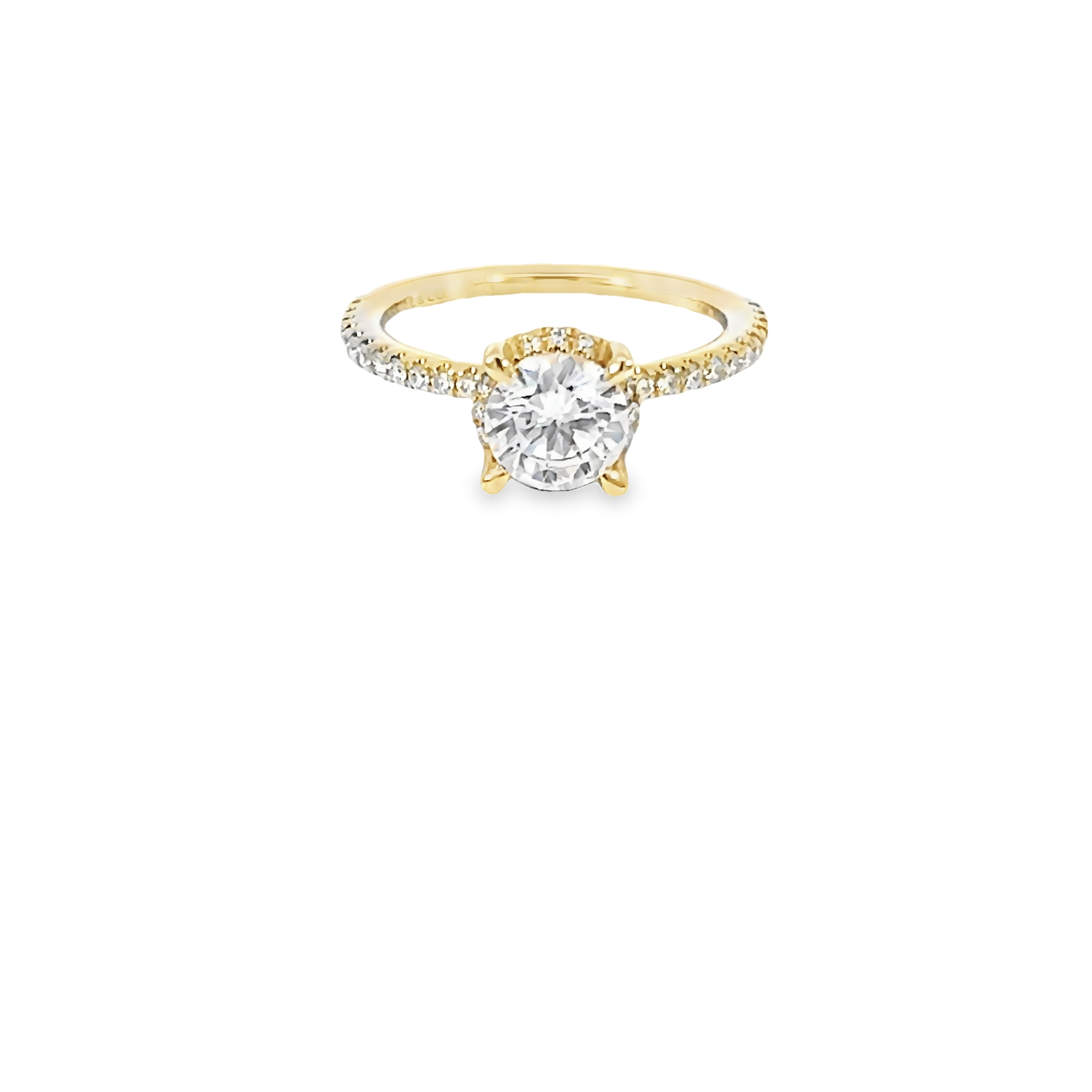 14k Yellow Gold Diamond Semi-mount With Low Halo