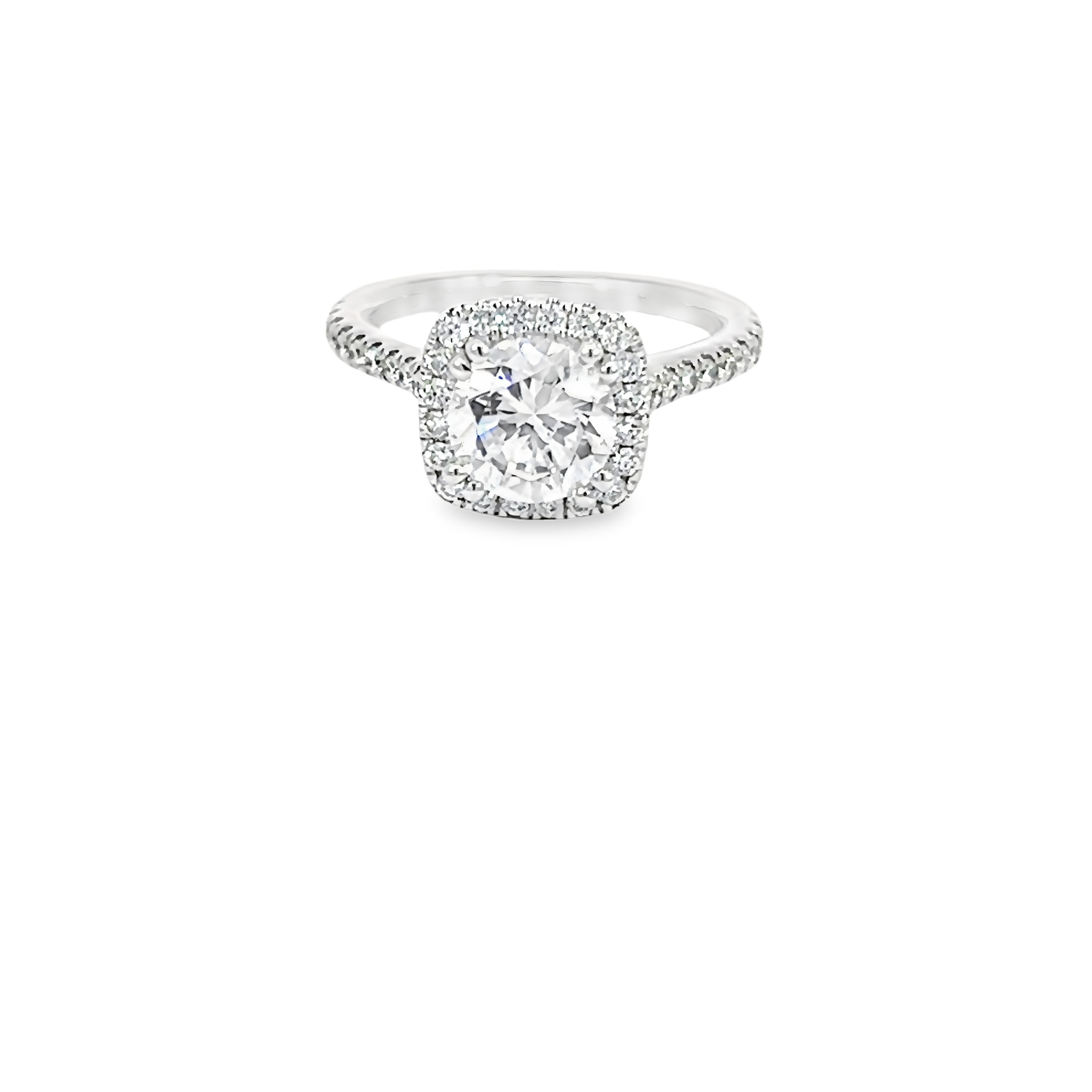 14k White Gold Diamond Semi-mount With Cushion Halo