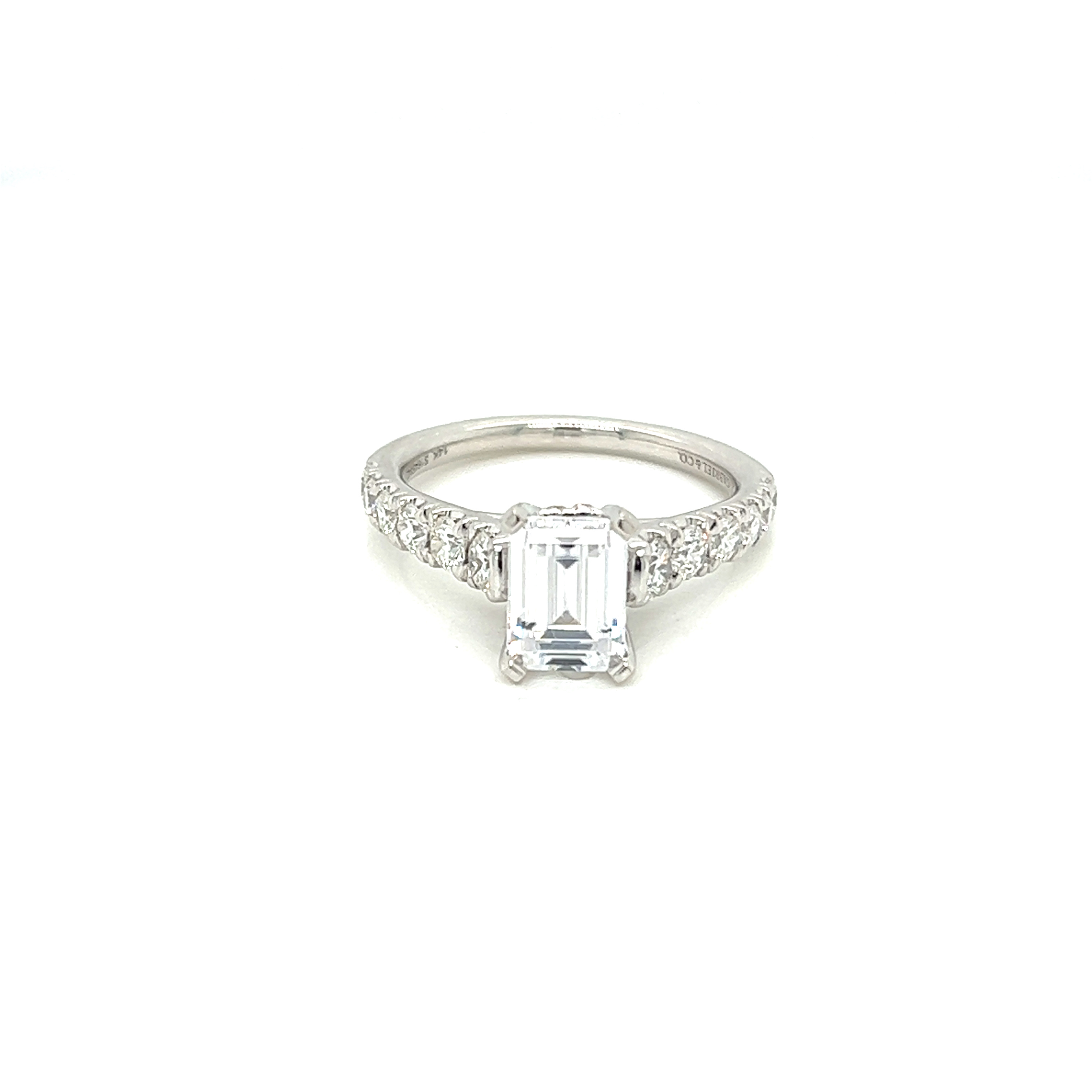 14 Karat white gold semi mount engagement ring Size 6.5 with 12=0.78 total weight round brilliant G VS Diamonds