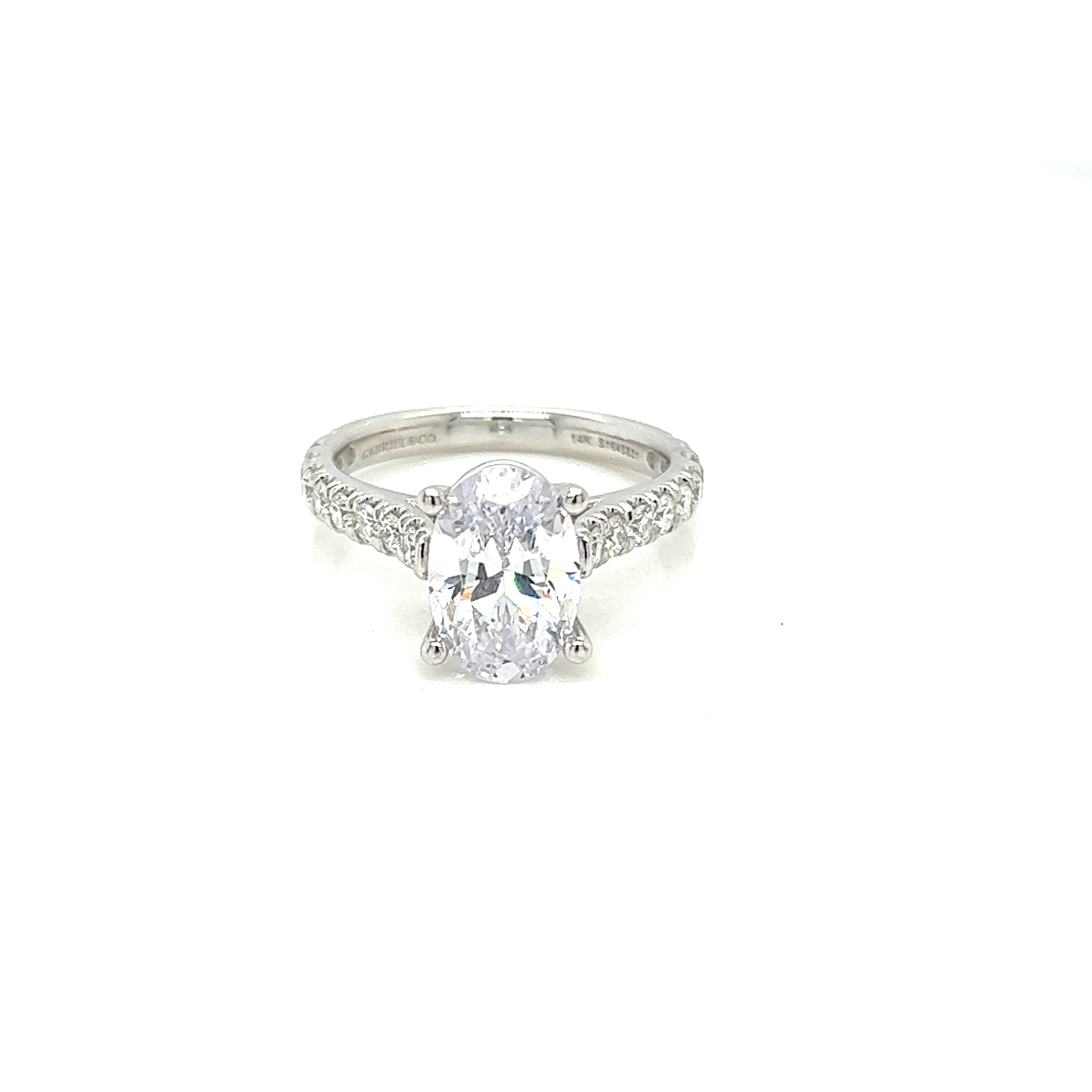 14 Karat white gold engagement ring with18=0.60tw round brilliant G VS Diamonds