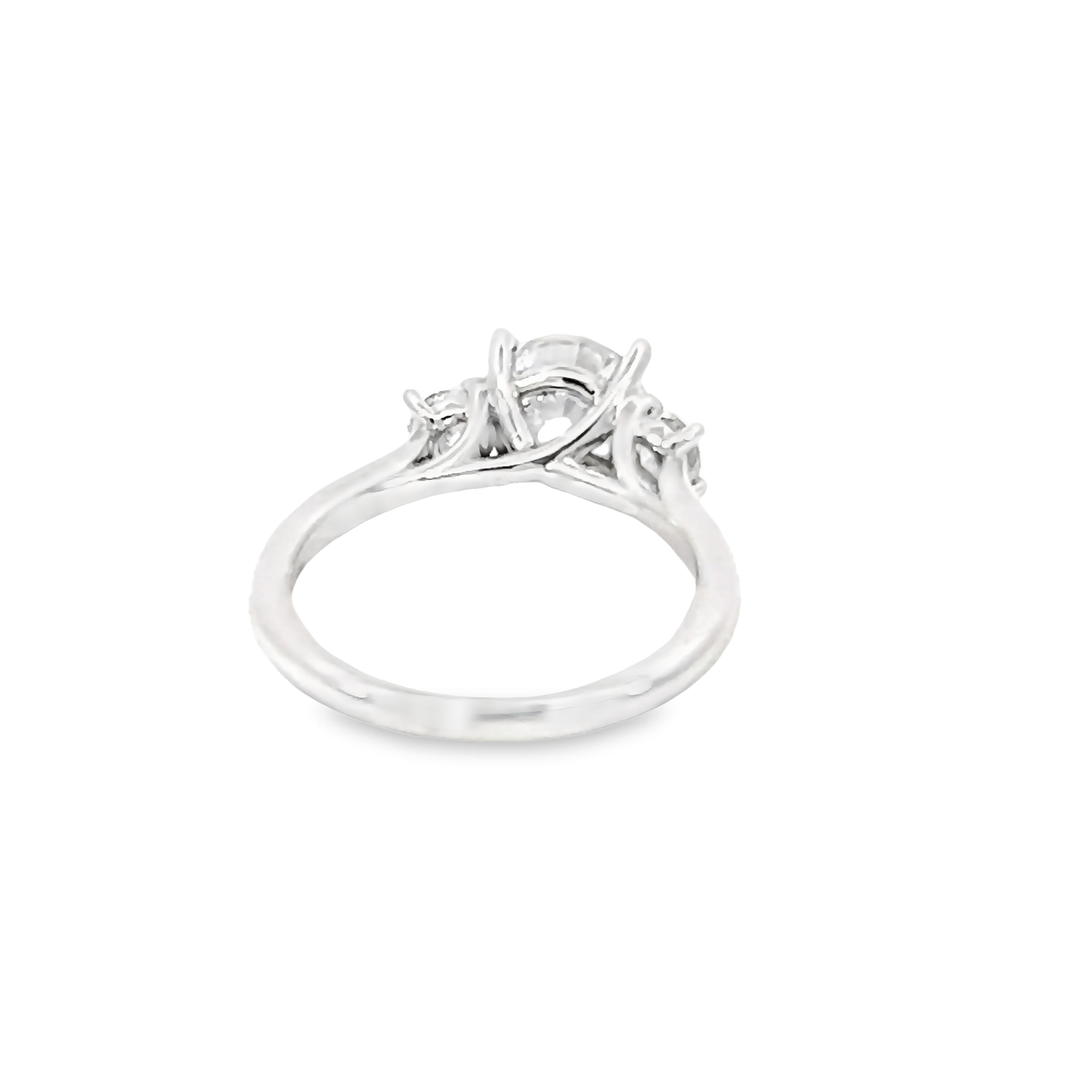 14k White Gold Three Stone Diamond Semi-mount