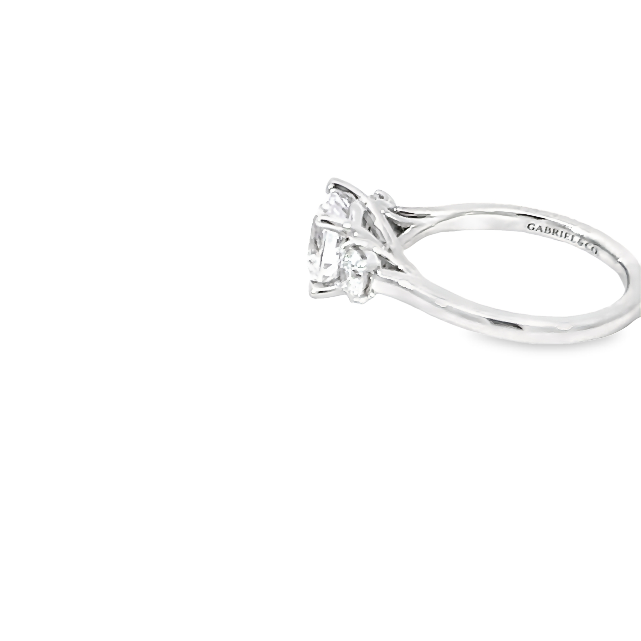 14k White Gold Three Stone Diamond Semi-mount