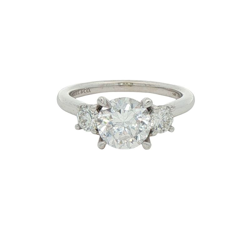 14k White Gold Three Stone Engagement Ring