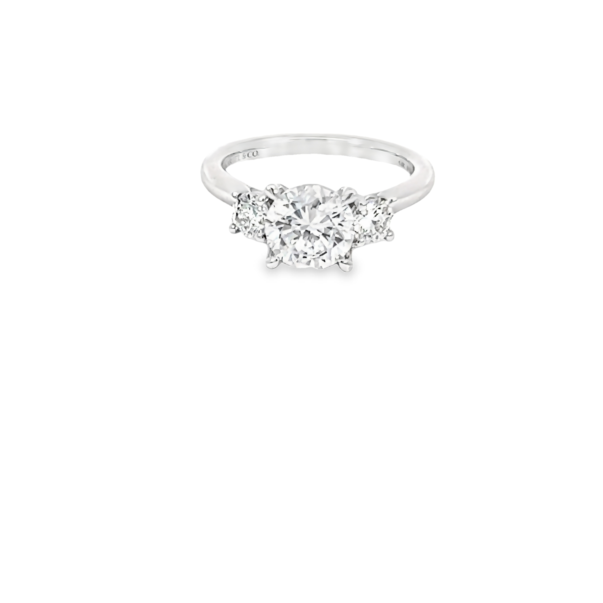 14k White Gold Three Stone Diamond Semi-mount