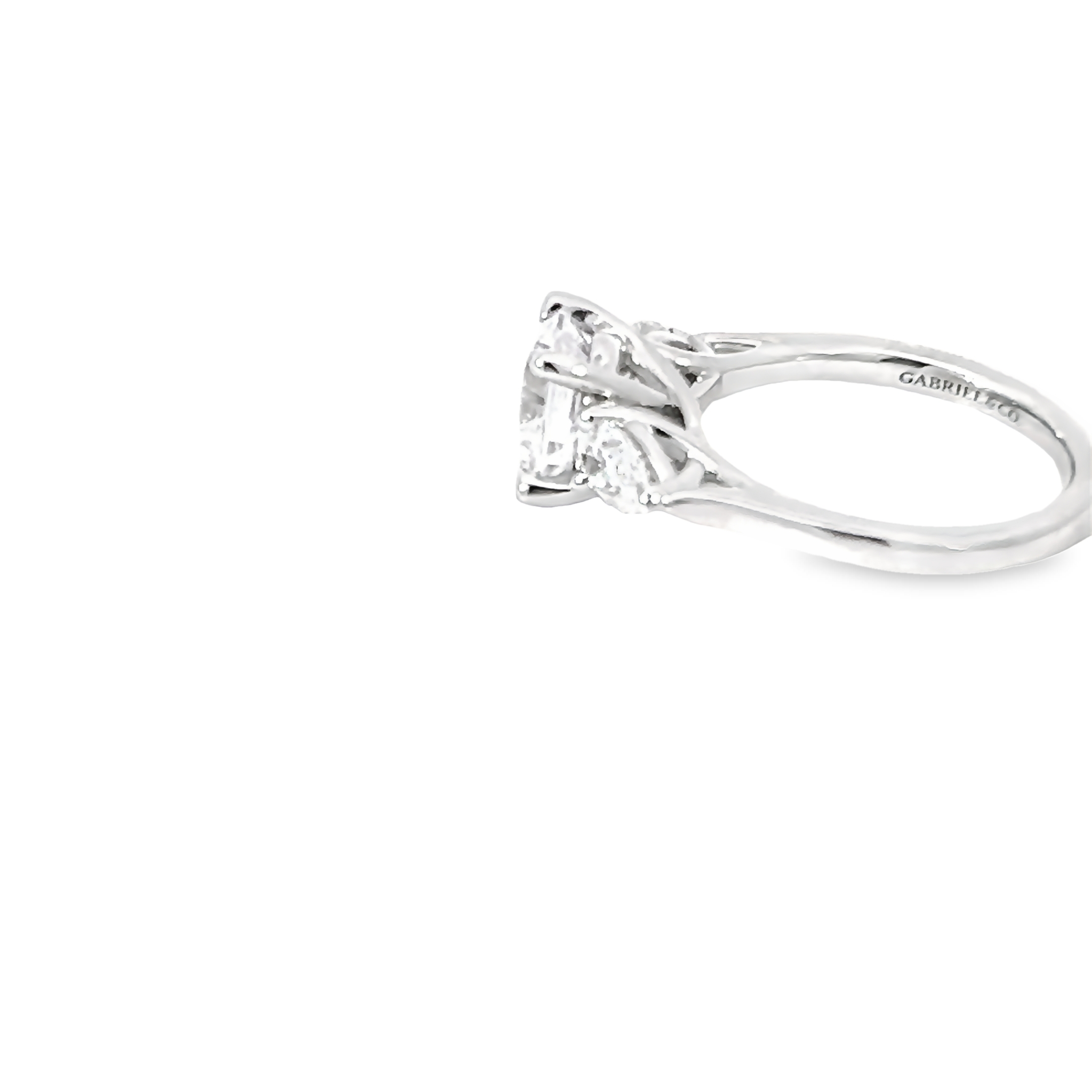 14k White Gold Three Stone Diamond Semi-mount