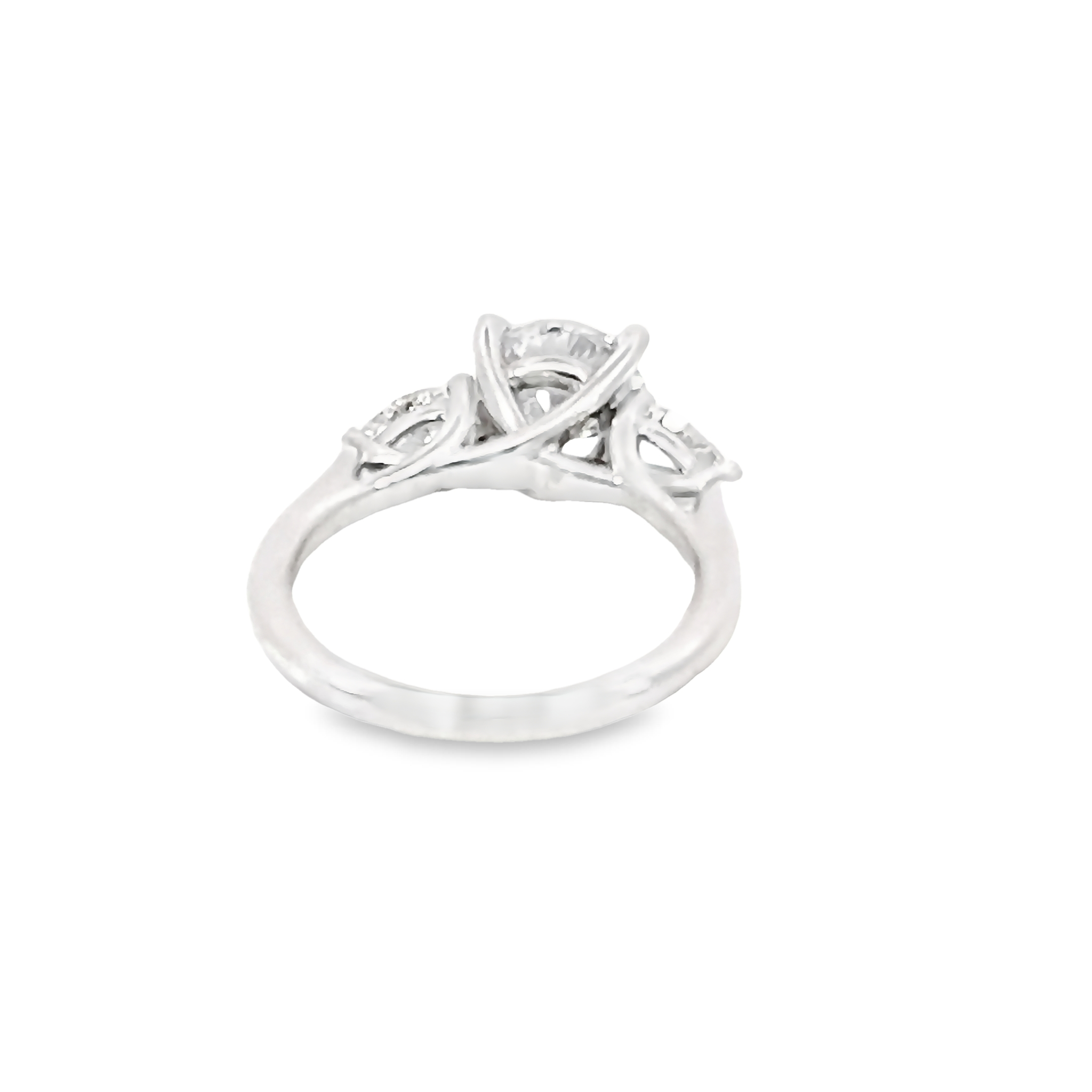 14k White Gold Three Stone Diamond Semi-mount